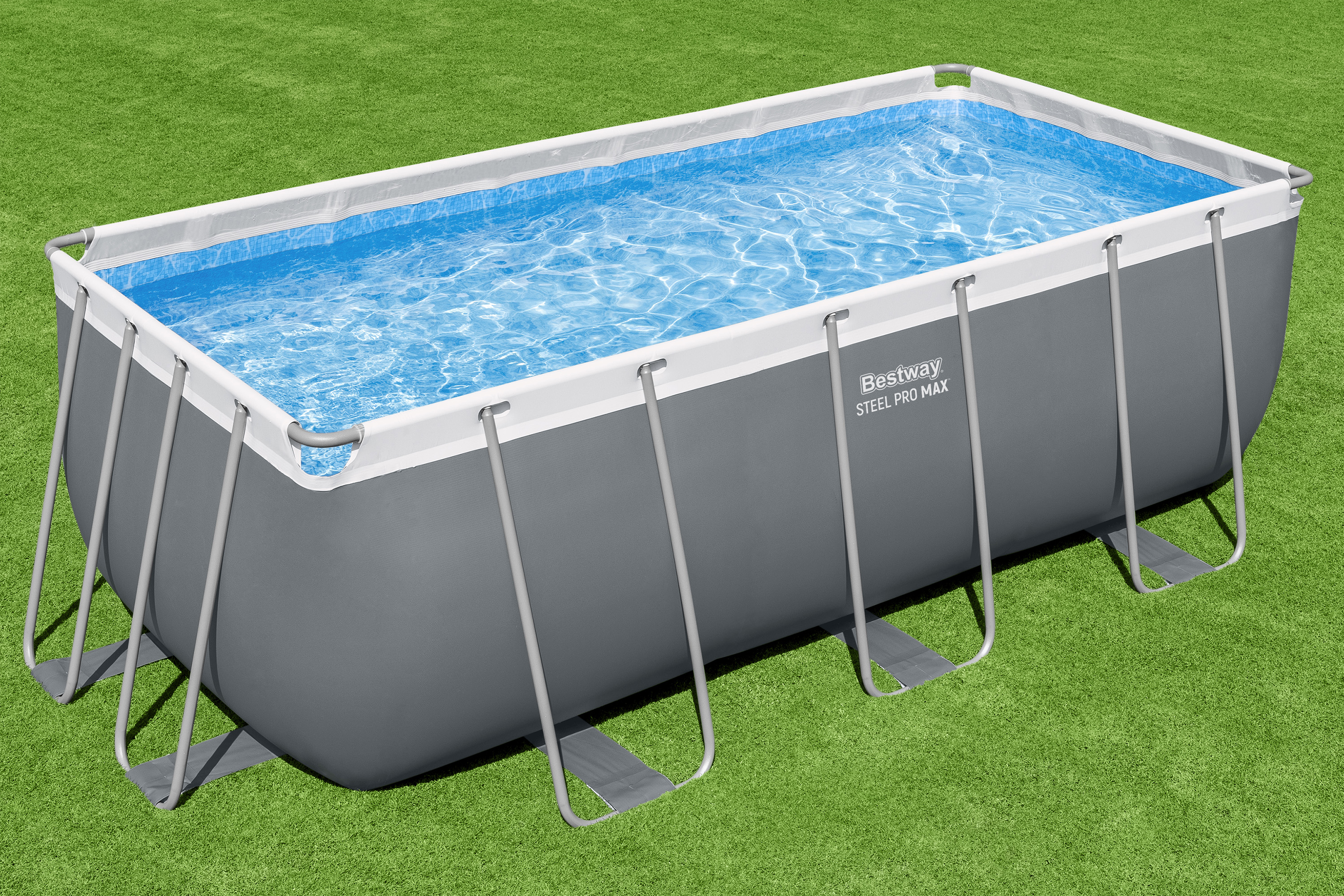 Steel Pro MAX™ Frame Pool Set mit Sandfilteranlage 412 x 201 x 122 cm, grau, eckig