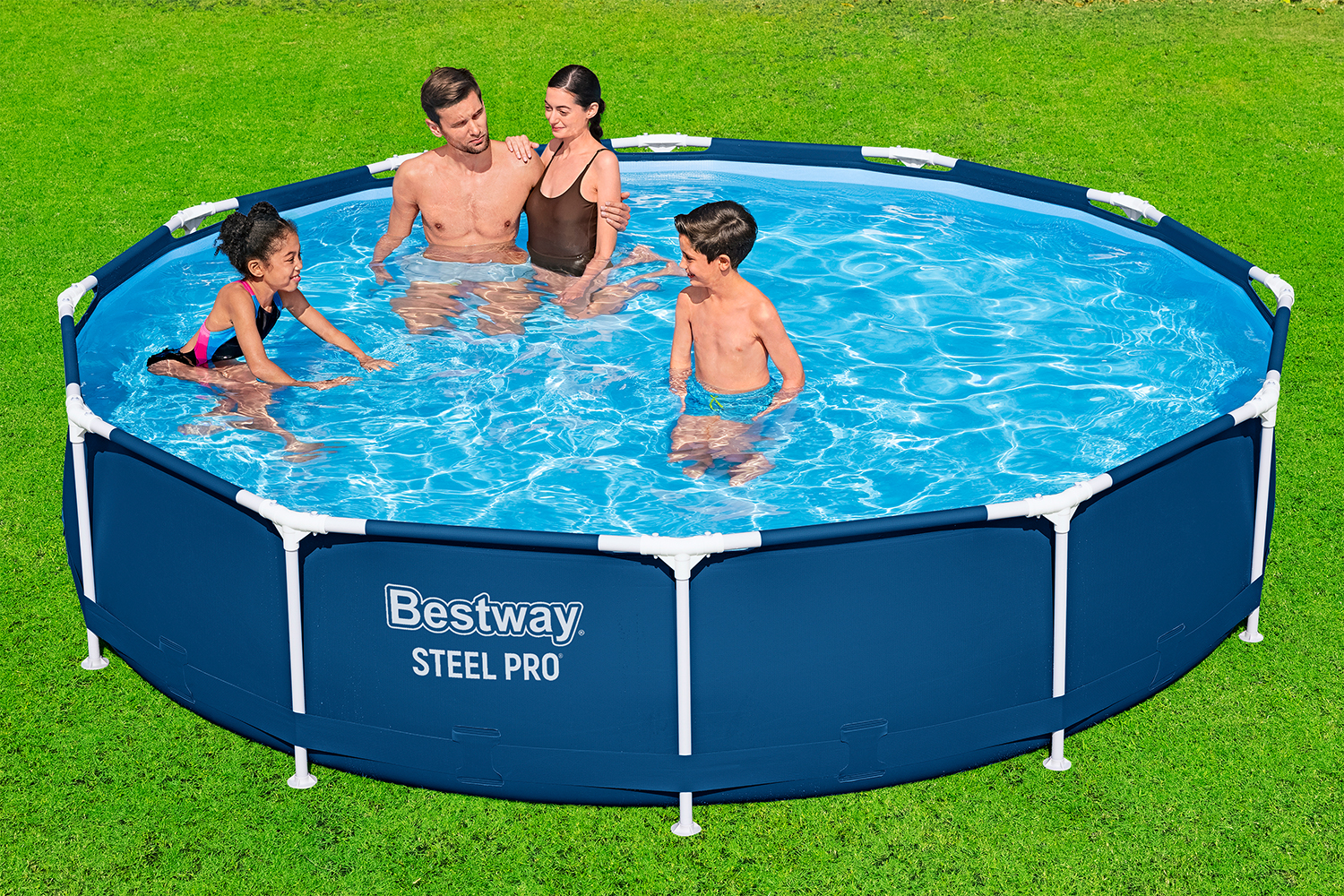 Steel Pro™ Frame Pool Set mit Filterpumpe Ø 366 x 76 cm, dunkelblau, rund