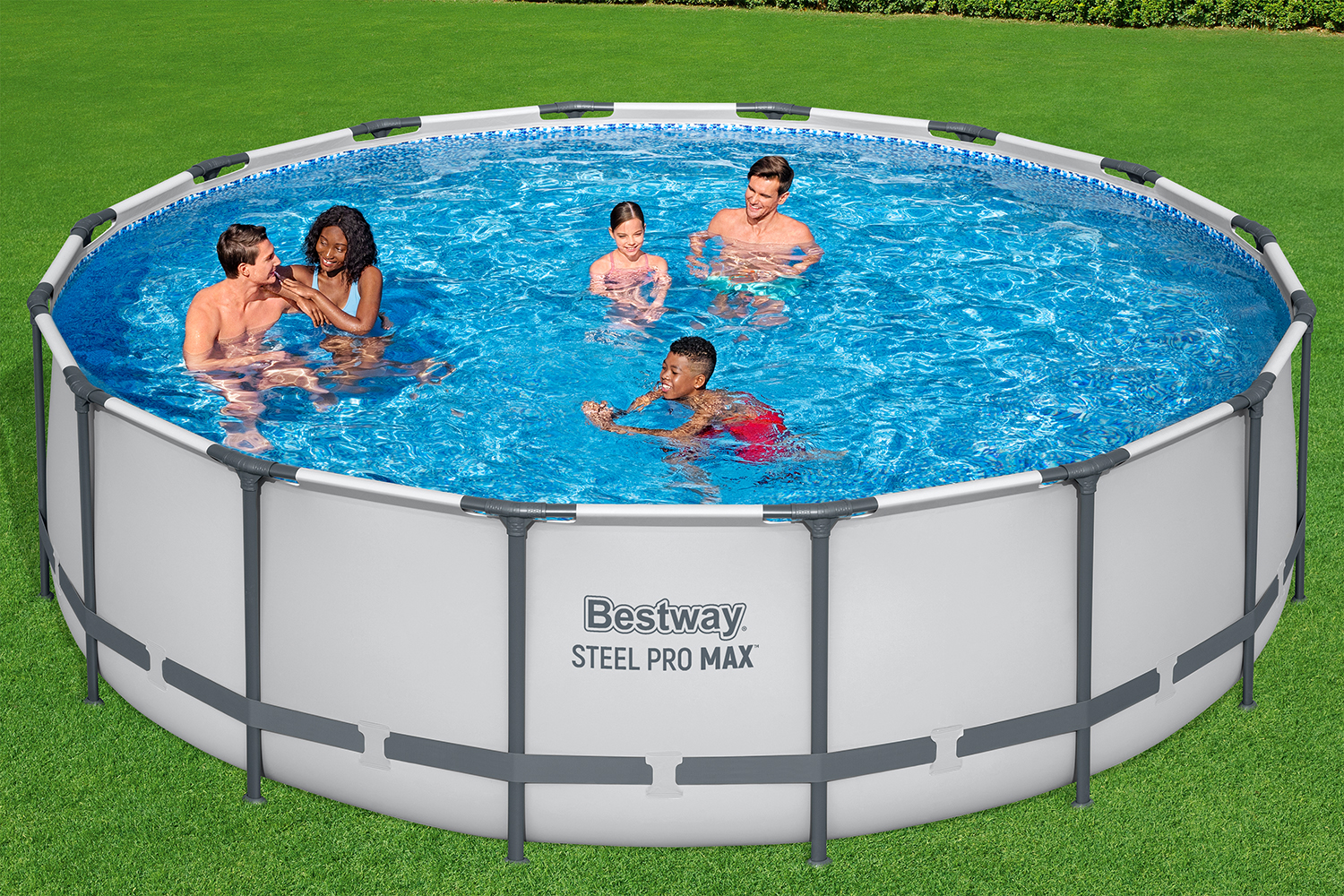 Steel Pro MAX™ Frame Pool Komplett Set mit Filterpumpe Ø 488 x 122 cm , lichtgrau, rund Steel Pro MAX™ Frame Pool Komplett Set mit Filterpumpe Ø 488 x 122 cm , lichtgrau, rund