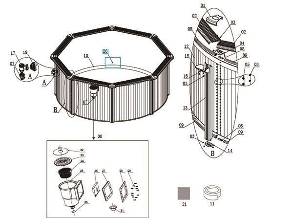 Bestway® Spare Part Foam protector set (white / 4 pieces) for for all Hydrium™ steel wall pools