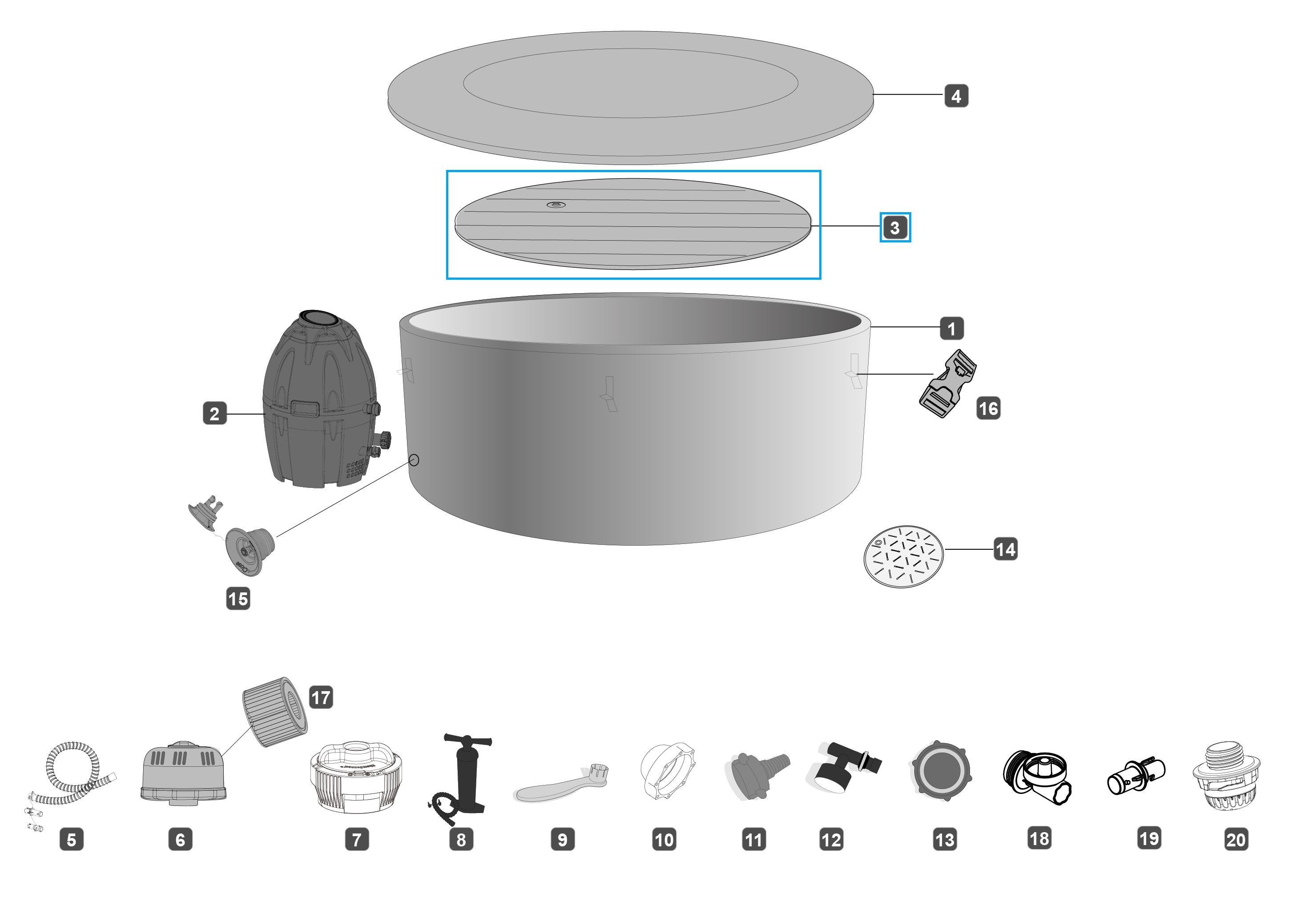 Bestway® Spare Part Lay-Z-Spa™ Monaco AirJet™ Inflatable Cover 201cm x 69cm Bestway® Spare Part Lay-Z-Spa™ Monaco AirJet™ Inflatable Cover 201cm x 69cm