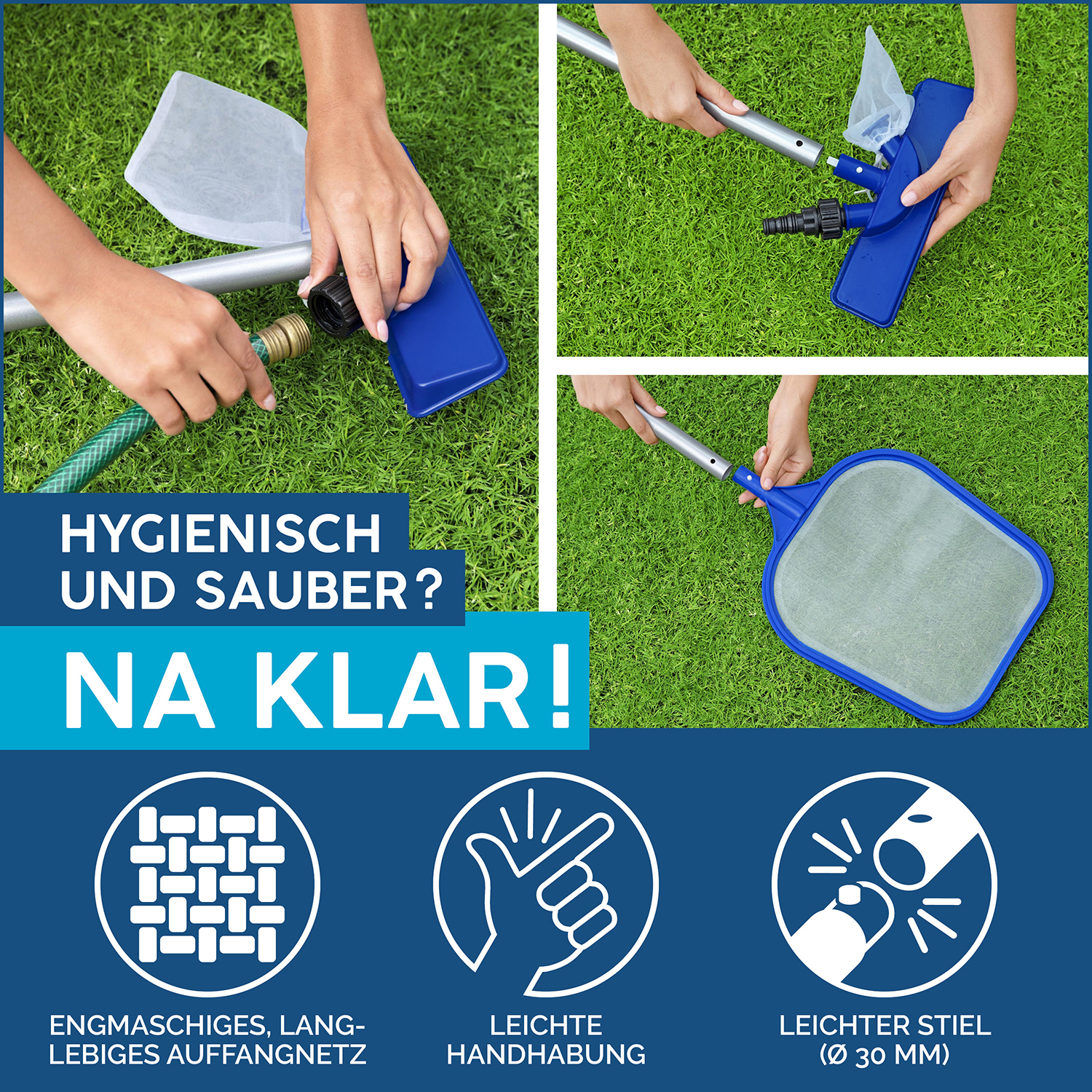 Flowclear™ Poolpflege Basis-Set mit Venturi-Sauger & Kescher, 203 cm