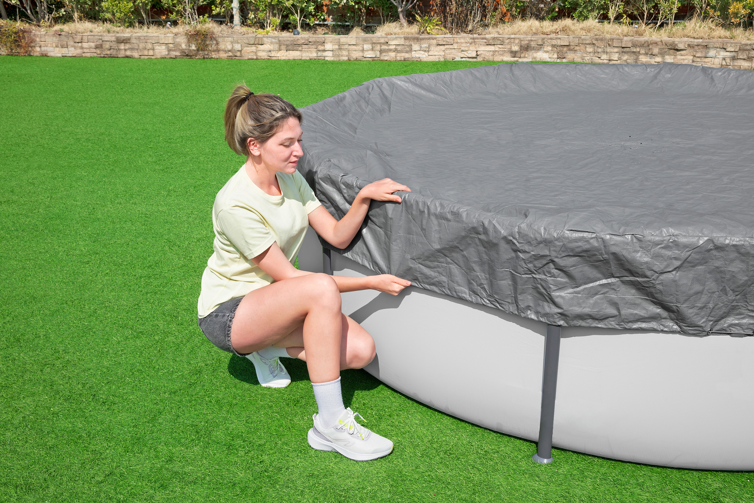 Winterfeste Premium Abdeckplane Ø 470 cm, grau, rund