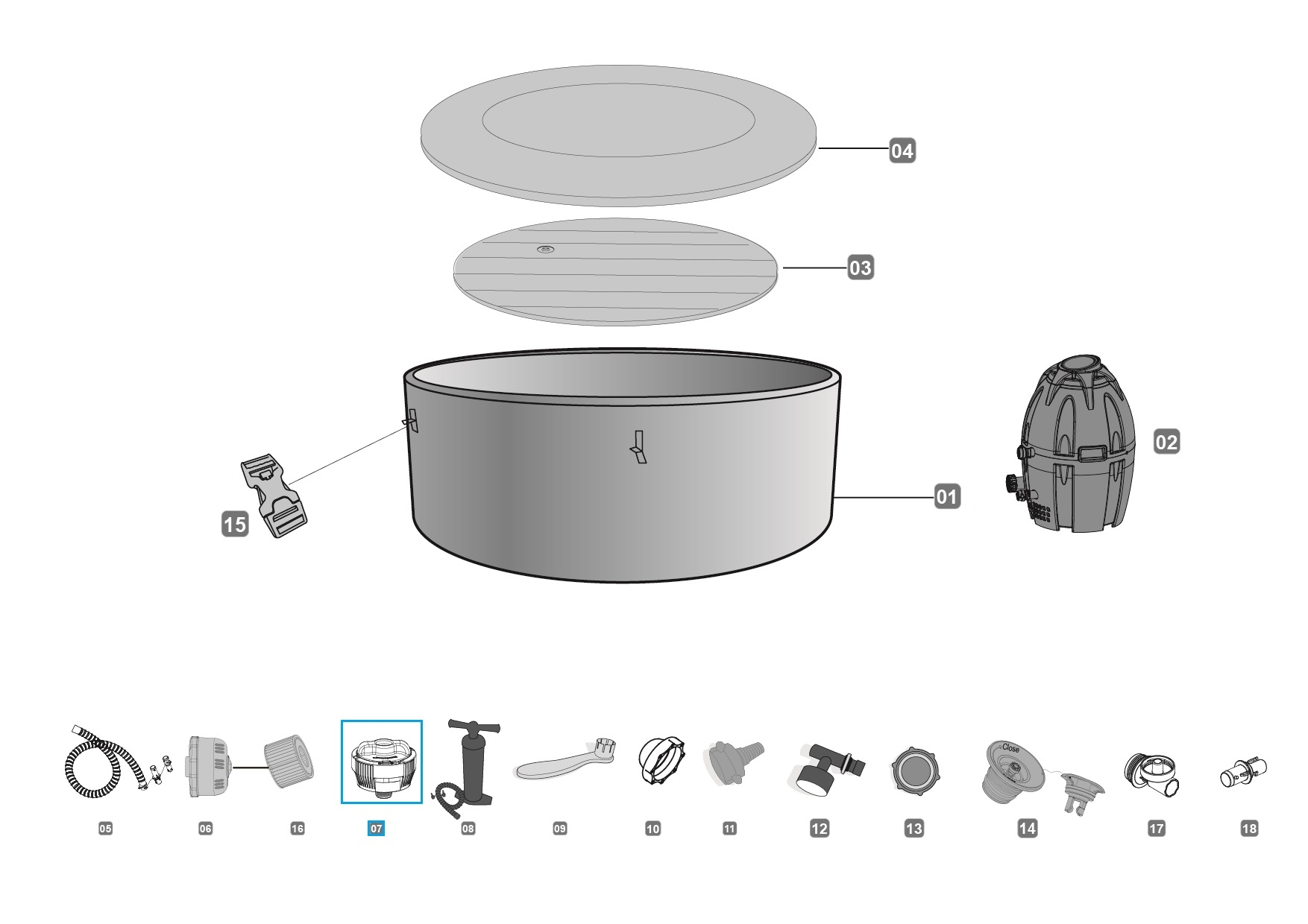 Bestway® Spare Part ChemConnect™ chemical dispenser (grey) for LAY-Z-SPA® whirlpools (2019 to 2021)