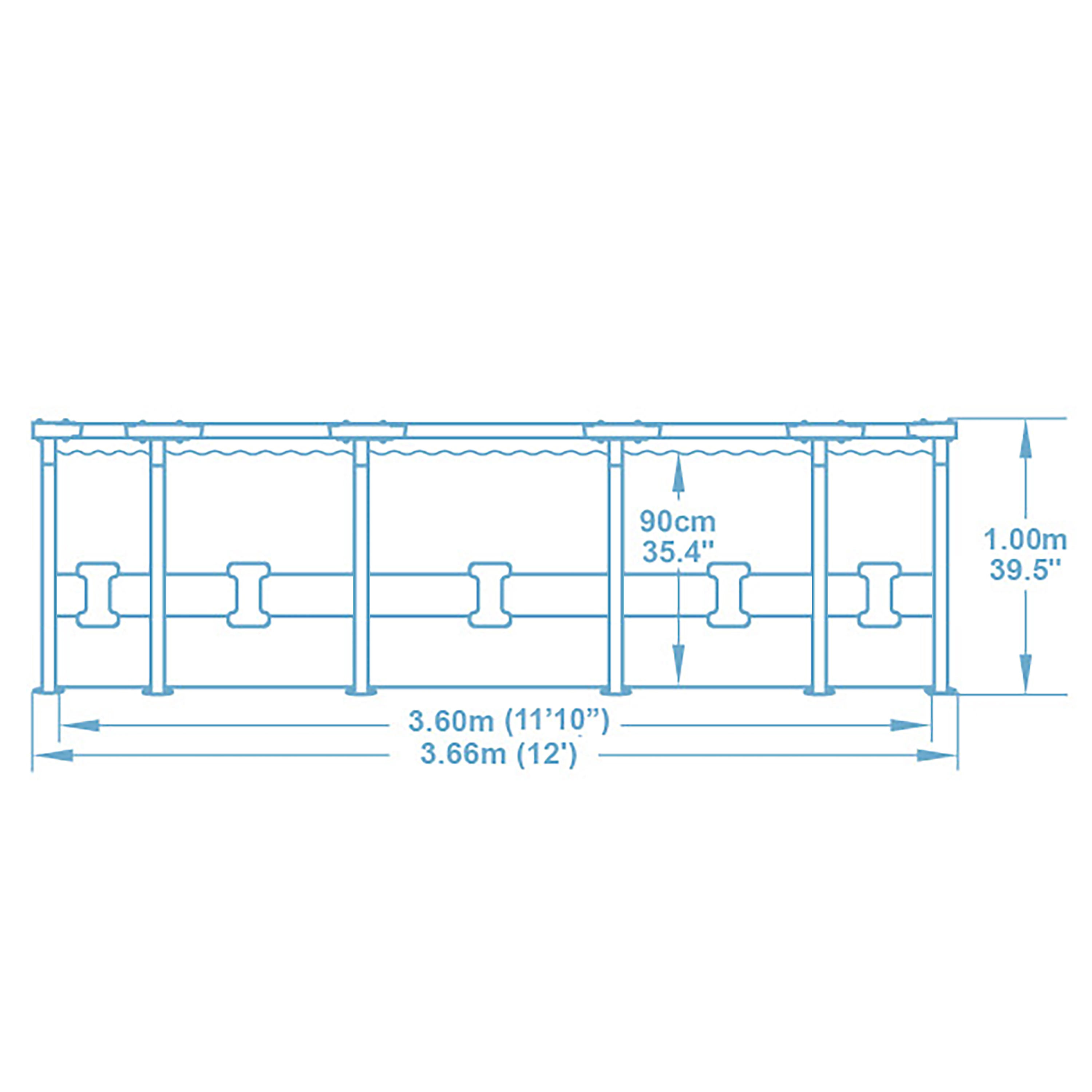Steel Pro MAX™ Frame Pool-Set mit Filterpumpe Ø 366 x 100 cm, Holz-Optik (Mooreiche), rund