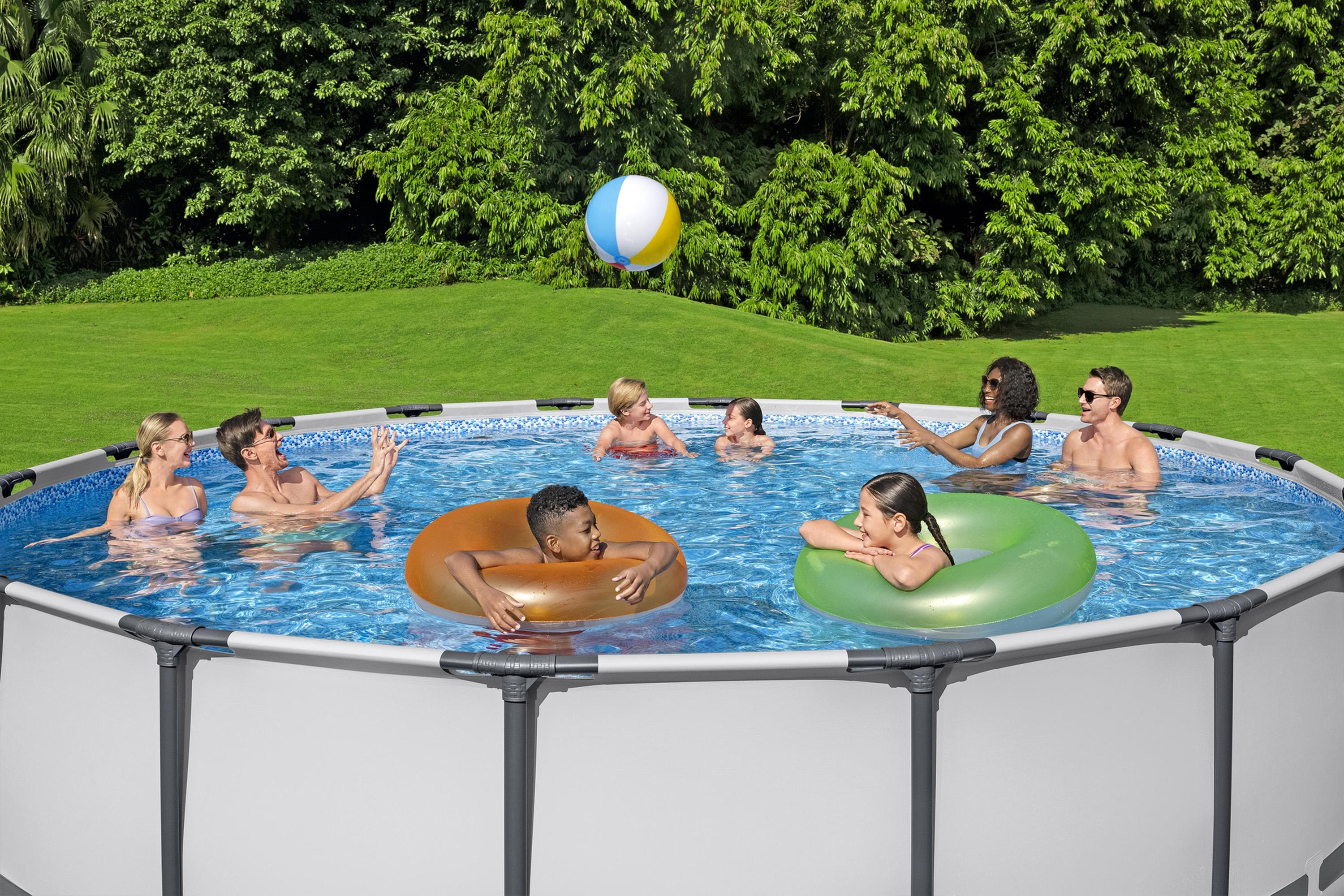 Steel Pro MAX™ Frame Pool Komplett Set mit Filterpumpe Ø 549 x 122 cm, lichtgrau, rund