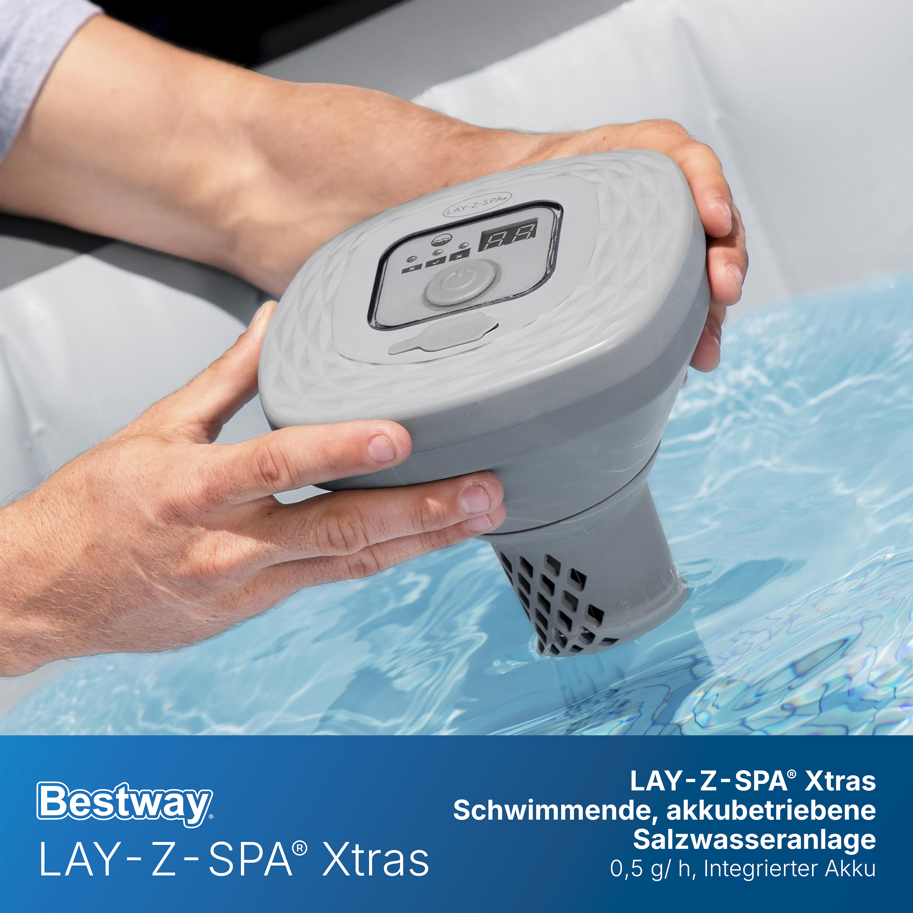 LAY-Z-SPA® Xtras schwimmende, akkubetriebene Salzwasseranlage Hydrogenic™ 0,5 g/ h