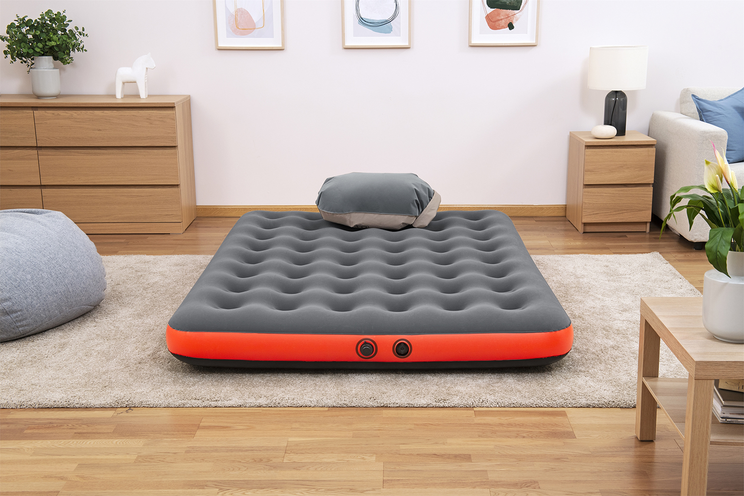 Doppelluftbett Roll & Relax mit Kissenpumpe 203 x 152 x 22 cm