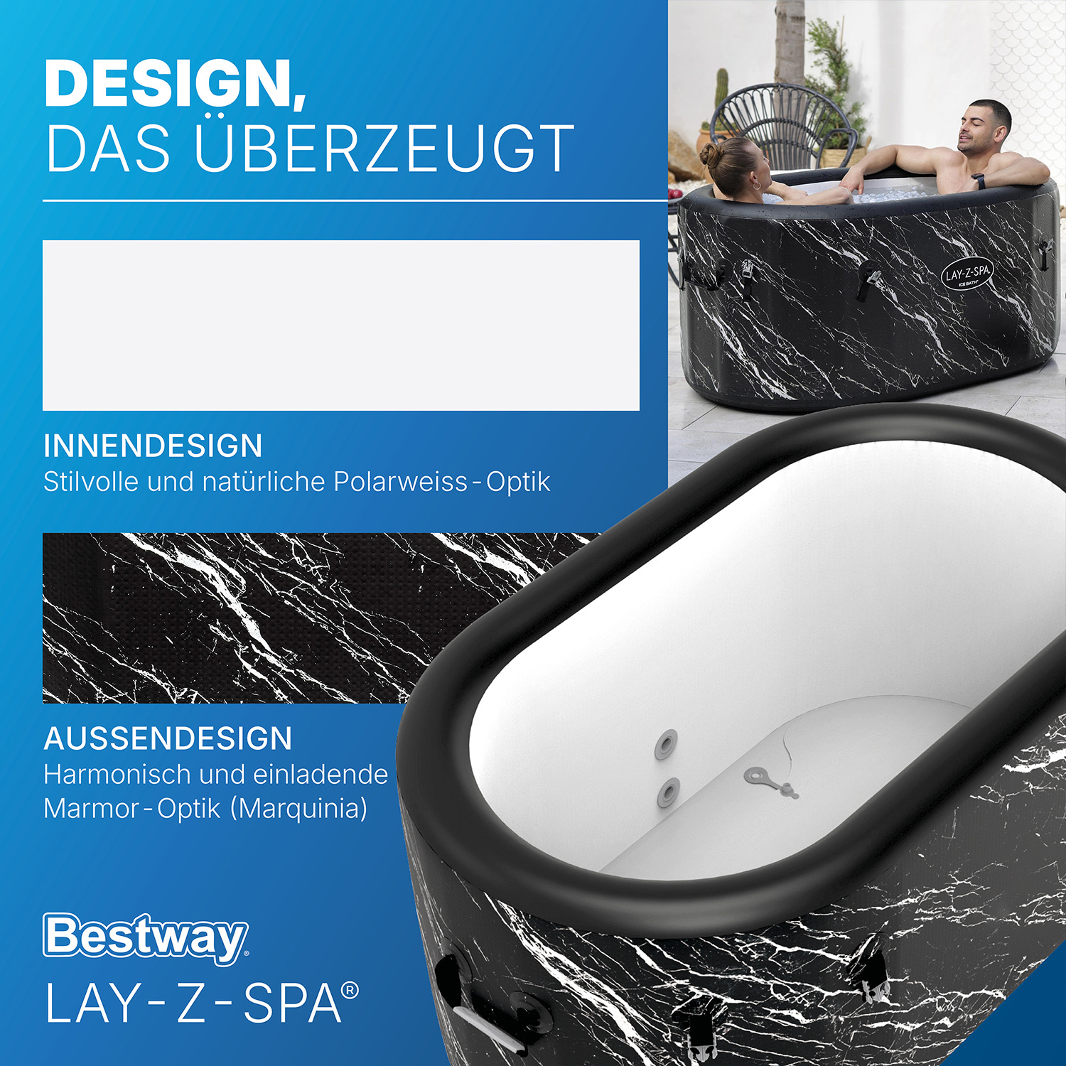 LAY-Z-SPA® FortiFiber™ Eisbad Glacial Dip™ mit Filterpumpe 152 x 92 x 71 cm