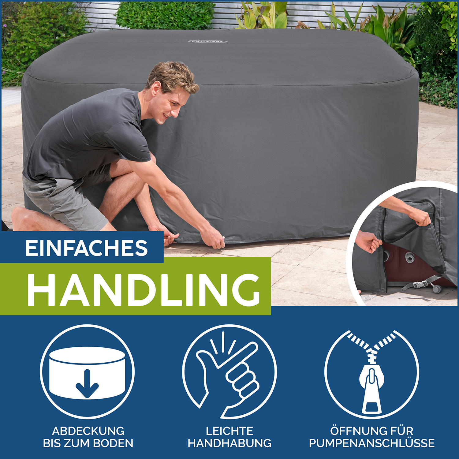 LAY-Z-SPA® Xtras EnergySense™ Plus Thermo-Komplettabdeckung 201 x 201 x 80 cm, eckig