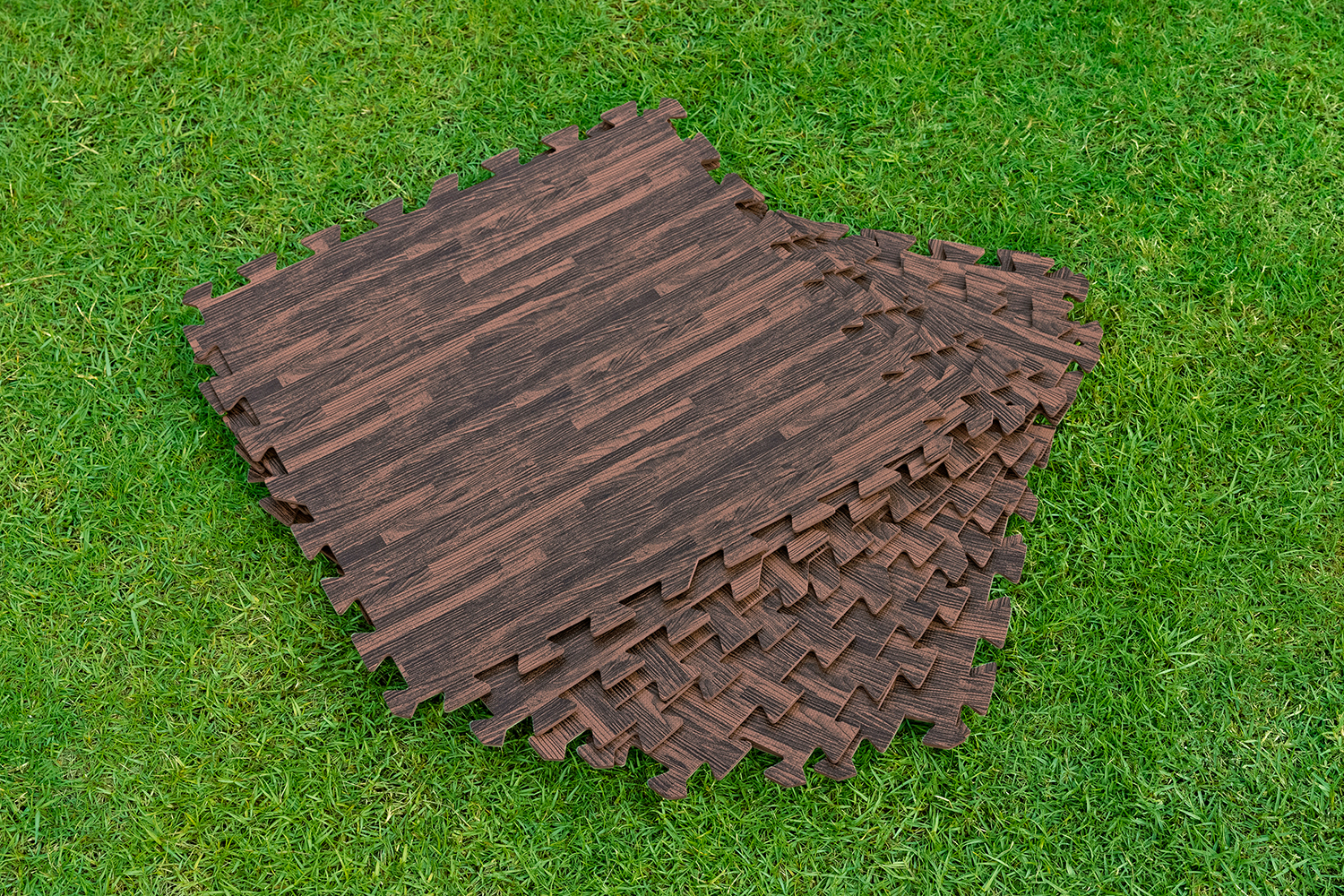 Pool Bodenschutzfliesen Set 12 Stück á 50 x 50 cm, Holz-Optik (Palisander)