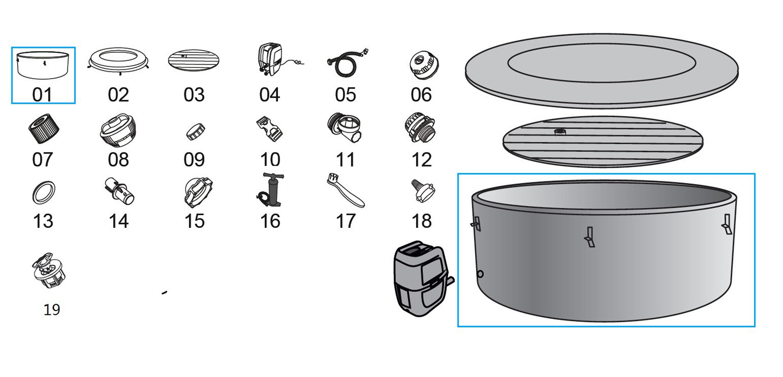 Bestway® Spare Part Liner wood optics (pine) for LAY-Z-SPA® Helsinki AirJet™ Whirlpool Ø 180 x 66 cm