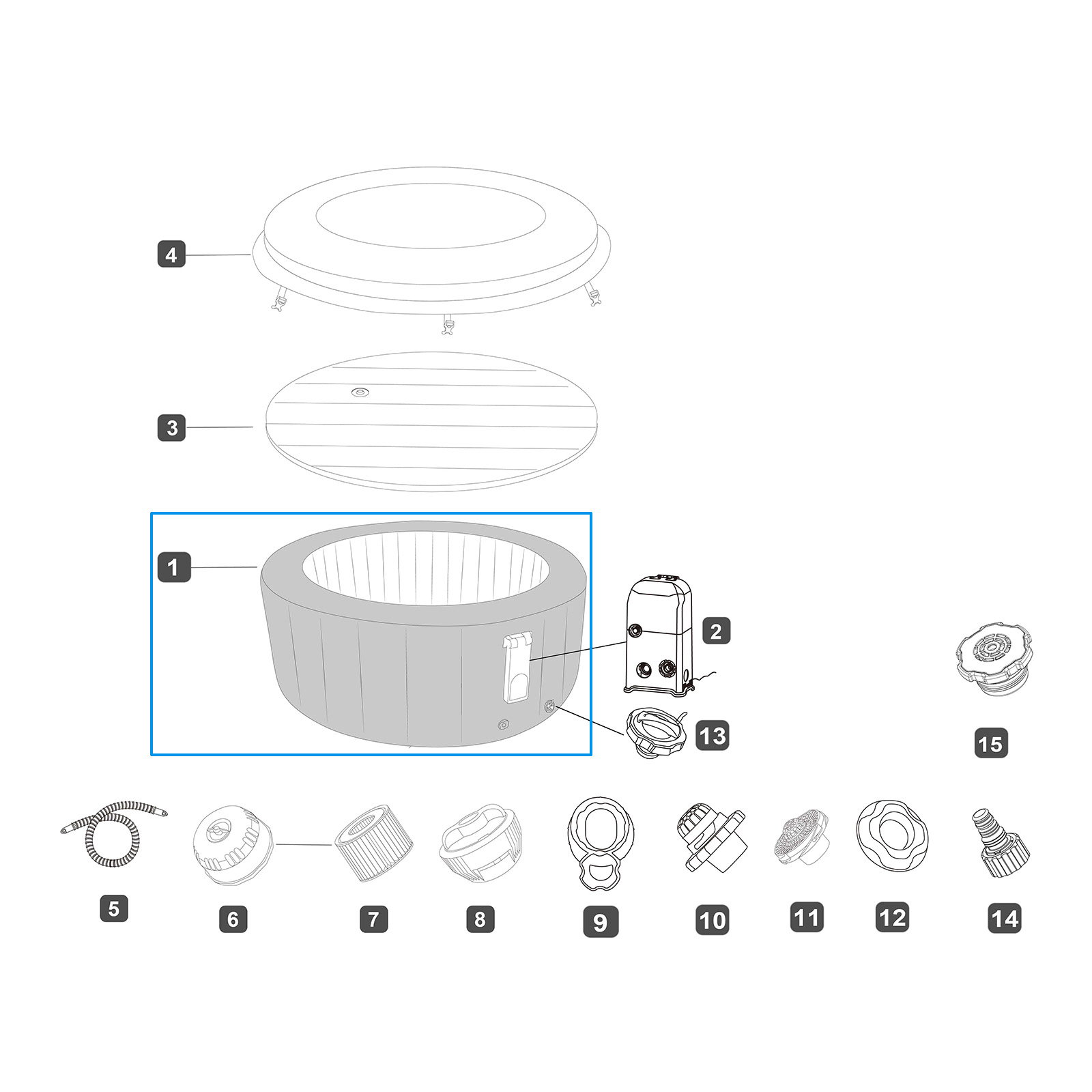Bestway® Ersatzteil Liner Rattan-Optik (braun) für LAY-Z-SPA® Bali AirJet™ Ø 216 x 71 cm