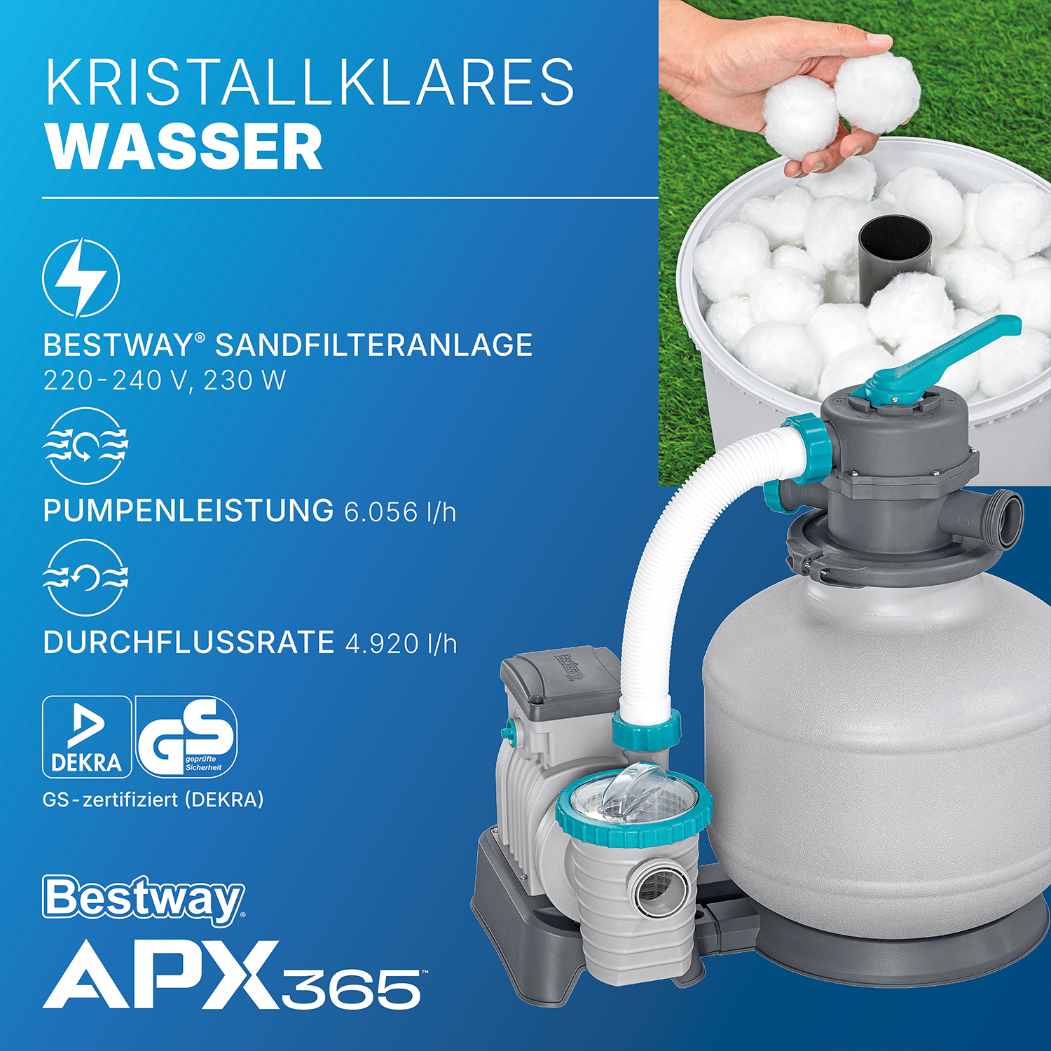 APX365™ Winterfestes Frame Pool Komplett-Set mit Sandfilteranlage 732 x 366 x 132 cm, Marmor-Optik (Dunkel), eckig