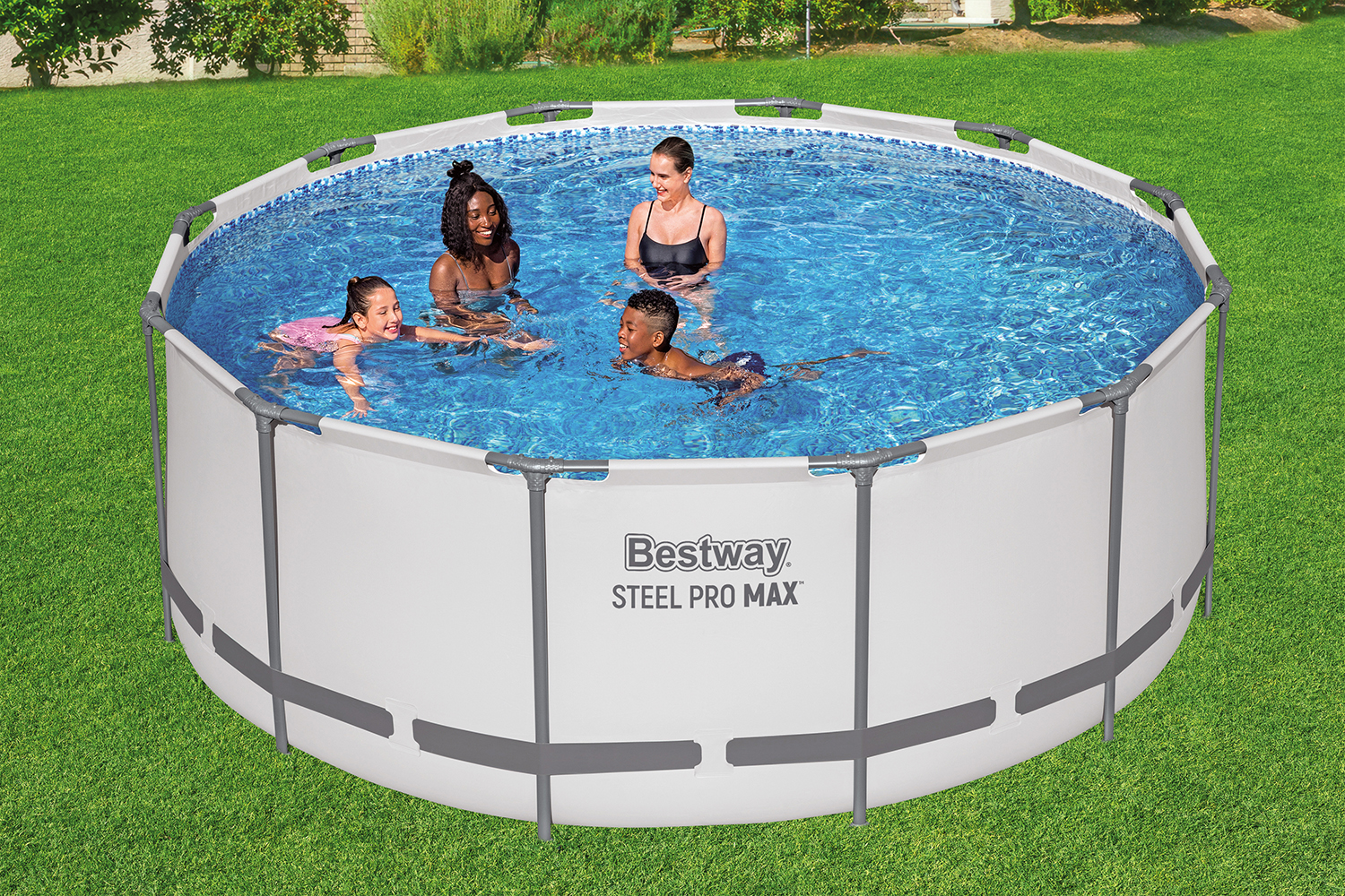 Steel Pro MAX™ Frame Pool Komplett-Set mit Filterpumpe Ø 366 x 122 cm, lichtgrau, rund