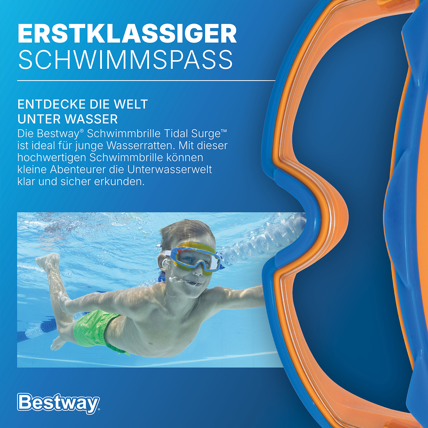 Schwimmbrille Tidal Surge™ ab 7 Jahren, Blau