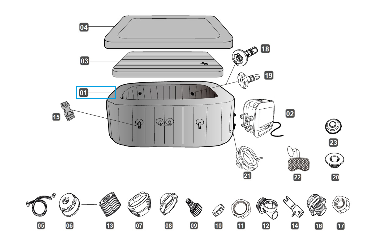 Bestway® Spare Part Liner velvet optics (grey) for LAY-Z-SPA® SanFrancisco HydroJetPro™ (2024) Bestway® Spare Part Liner velvet optics (grey) for LAY-Z-SPA® SanFrancisco HydroJetPro™ (2024)
