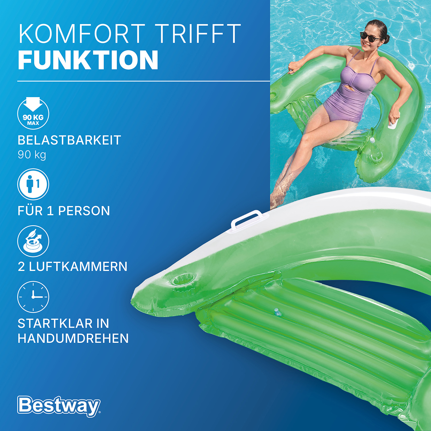 Bestway® 60" x 39"/1.52m x 99cm Lazy Lounge Sit 'N Ease Chair