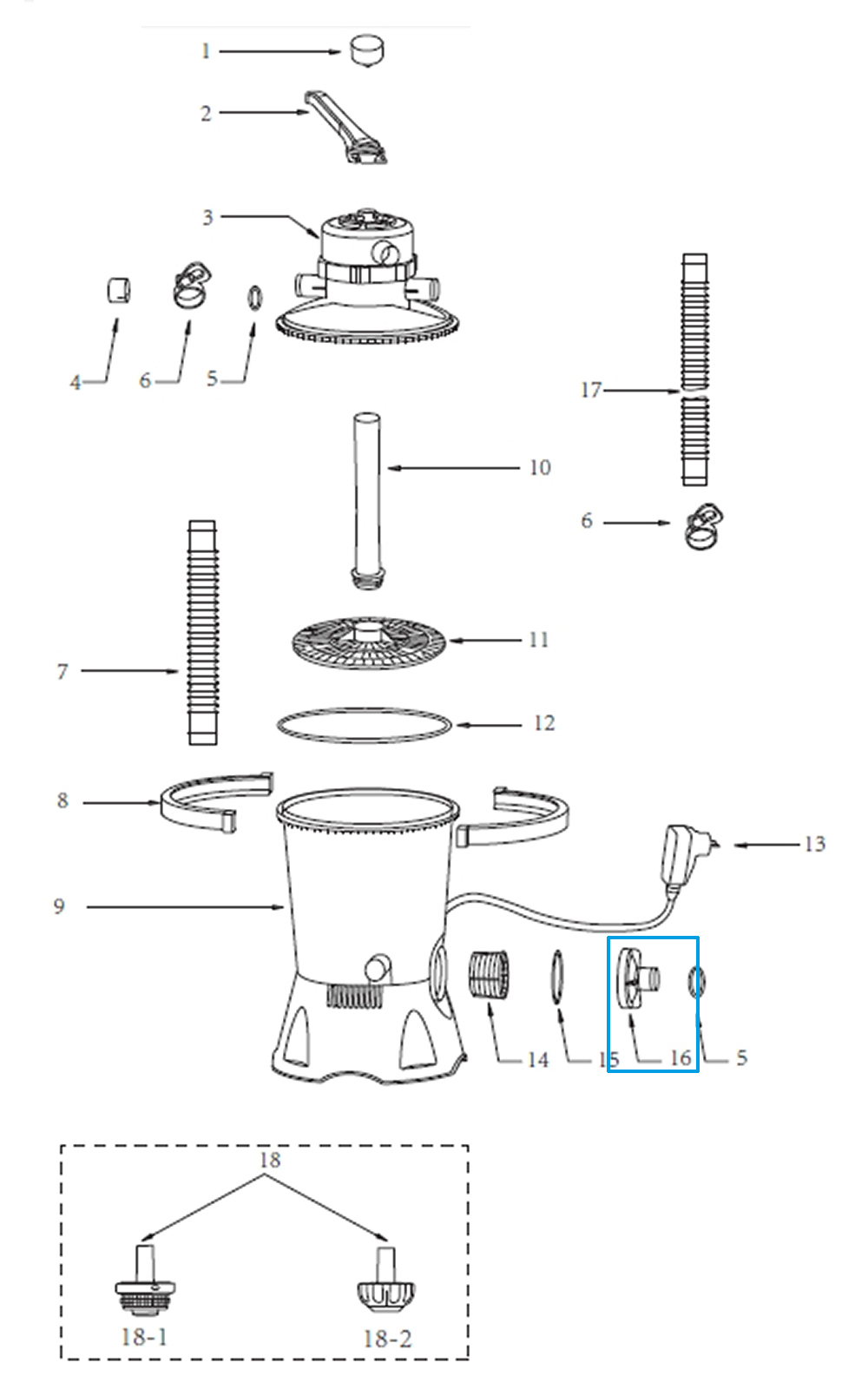 Bestway® Spare Part Strainer cover for Flowclear™ sand filter unit (except 2.006 / 3.028 l/h)
