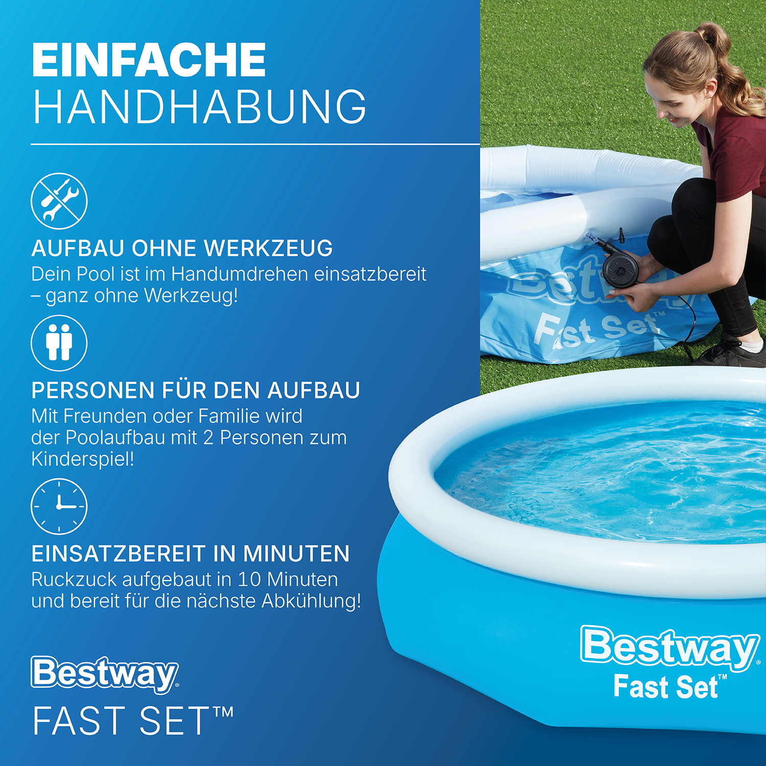 Fast Set™ Aufstellpool Set mit Filterpumpe Ø 366 x 76 cm, blau, rund