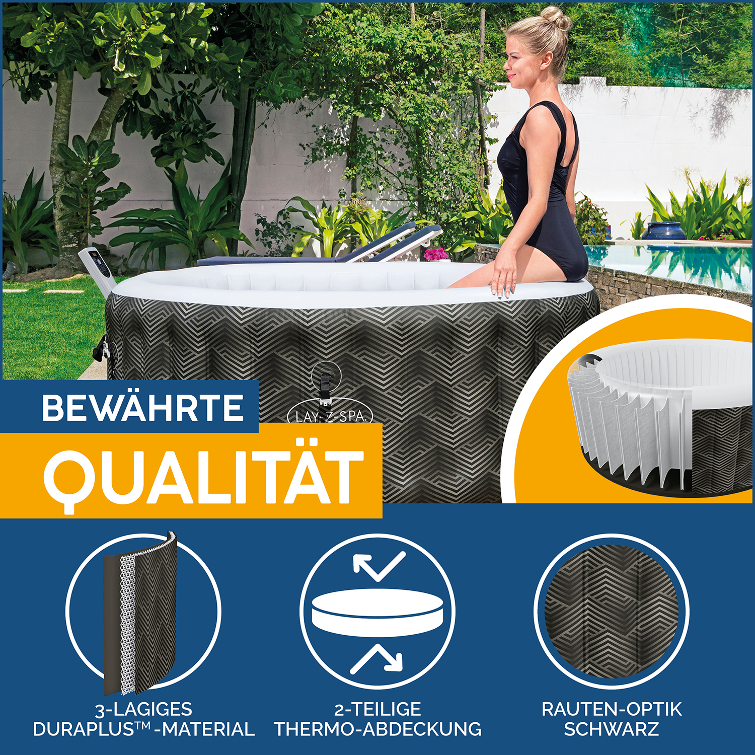LAY-Z-SPA® UltraFit™ -Whirlpool Barbuda AirJet™ Ø 180 x 66 cm, rund