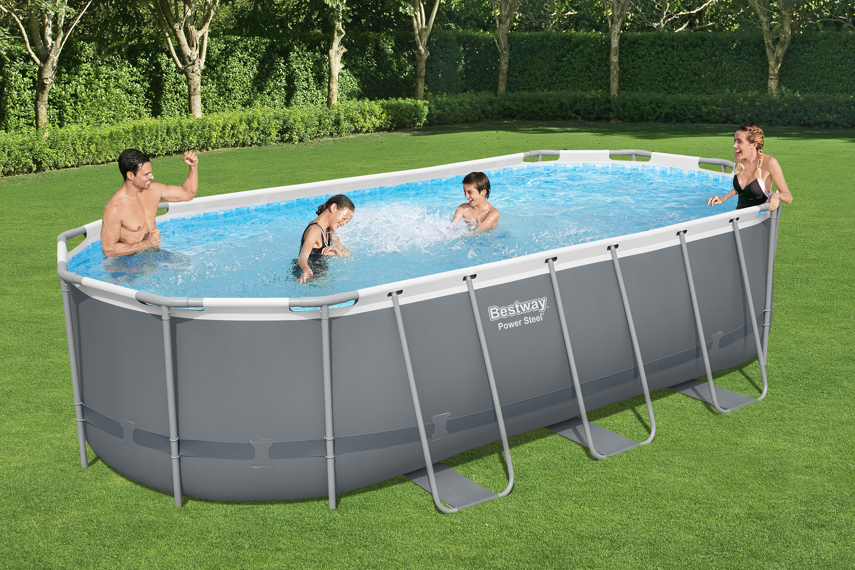 Power Steel™ Solo Pool ohne Zubehör 549 x 274 x 122 cm, grau, oval