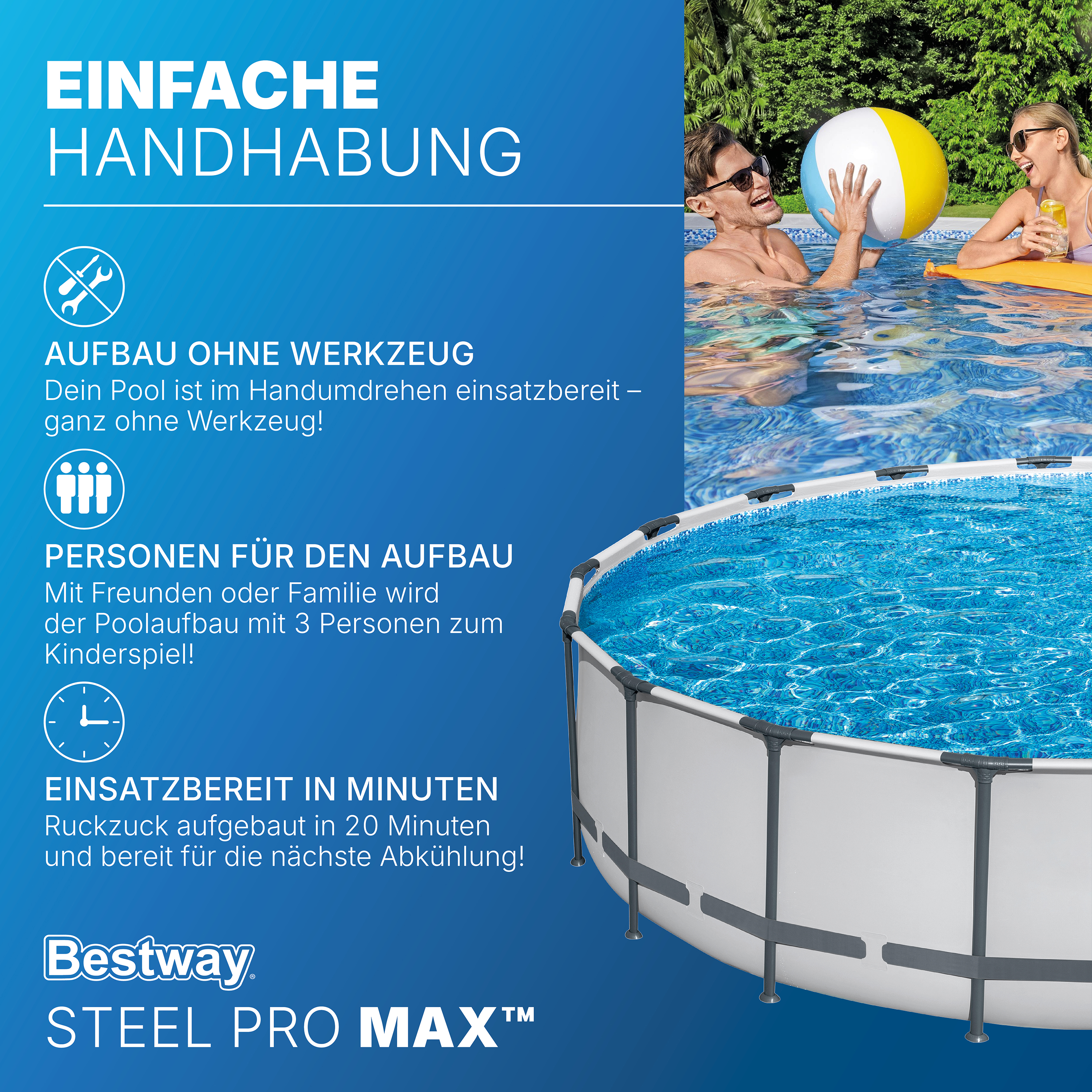 Steel Pro MAX™ Solo Pool ohne Zubehör Ø 549 x 122 cm, lichtgrau, rund