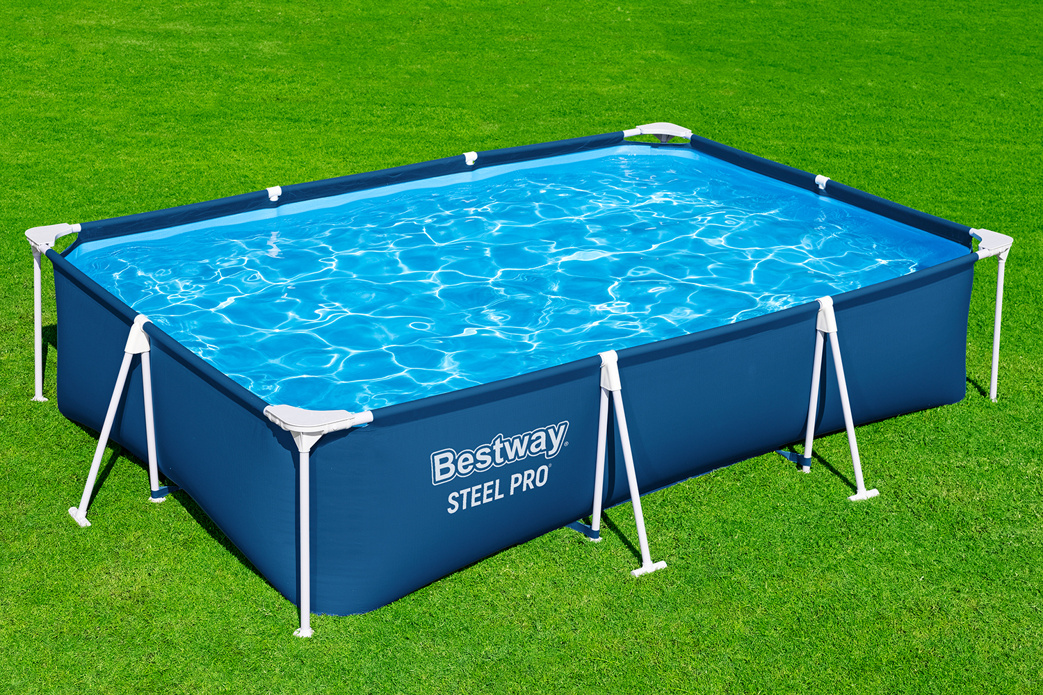 Steel Pro® Frame Pool Set mit Filterpumpe 300 x 201 x 66 cm, dunkelblau, eckig