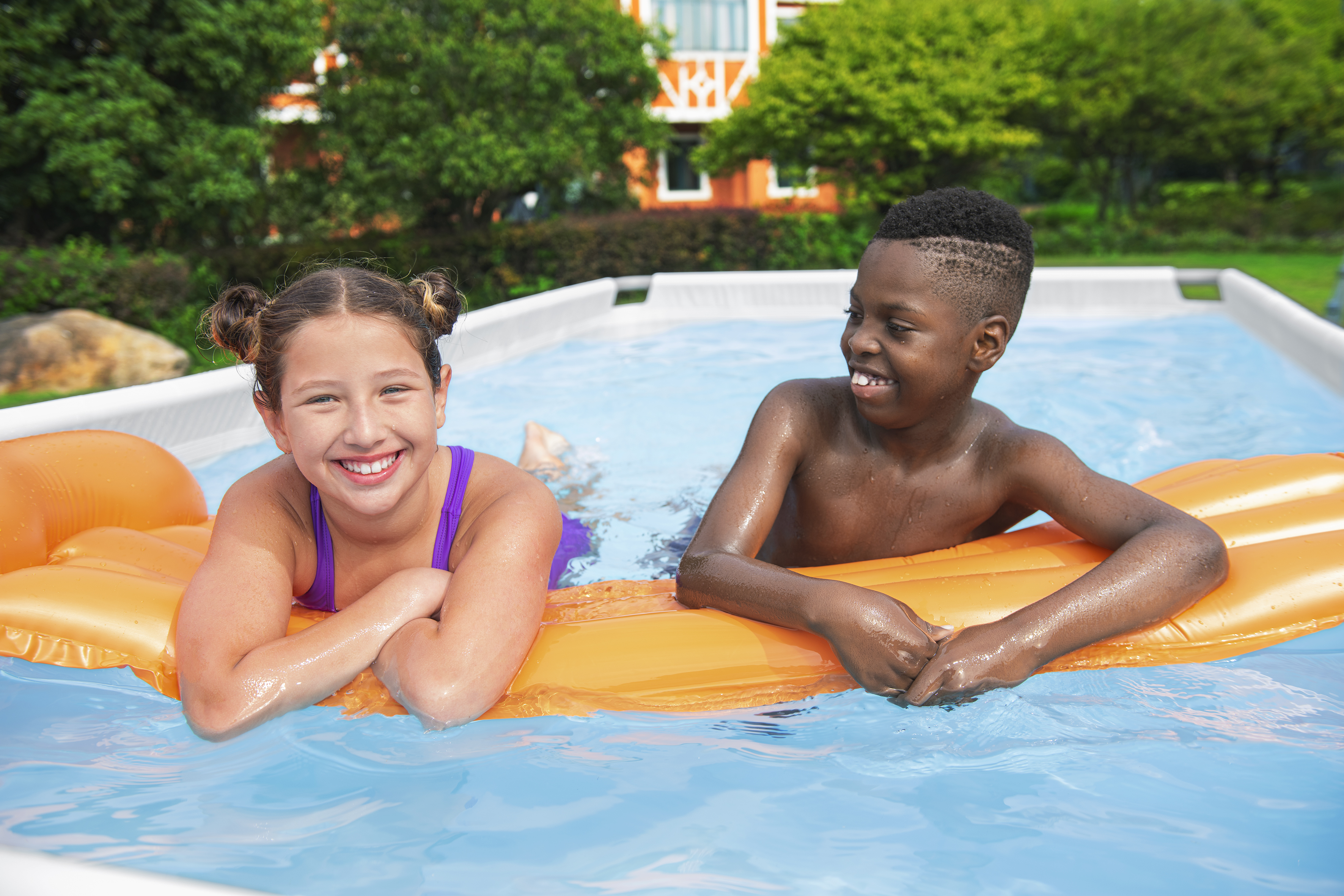 Power Steel™ Solo Pool ohne Zubehör 404 x 201 x 100 cm, Marmor-Optik (Schiefergrau), eckig