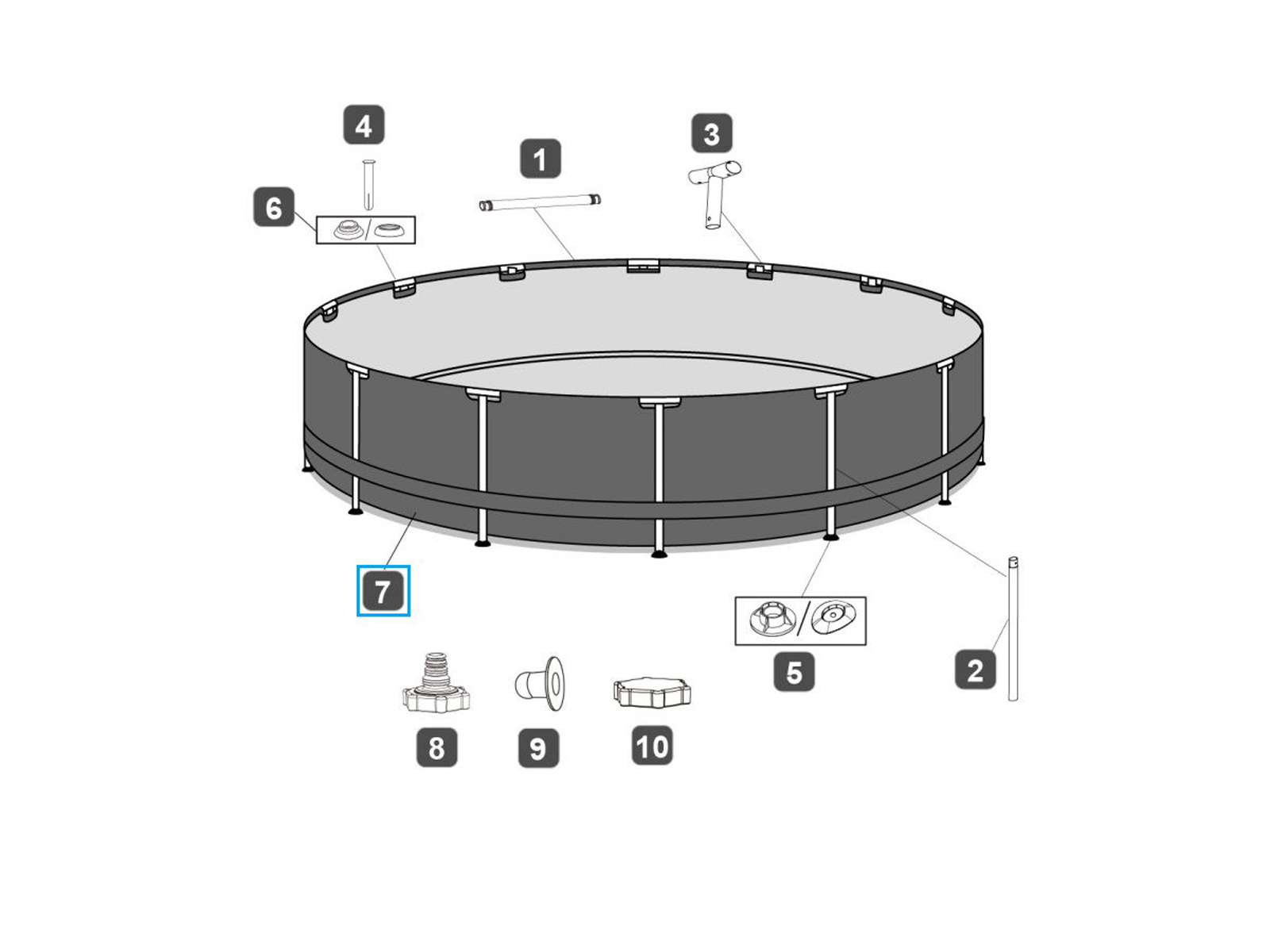 Bestway® Ersatzteil Poolfolie (blau) für Steel Pro™ Pool 305 x 76 cm, rund Bestway® Ersatzteil Poolfolie (blau) für Steel Pro™ Pool 305 x 76 cm, rund