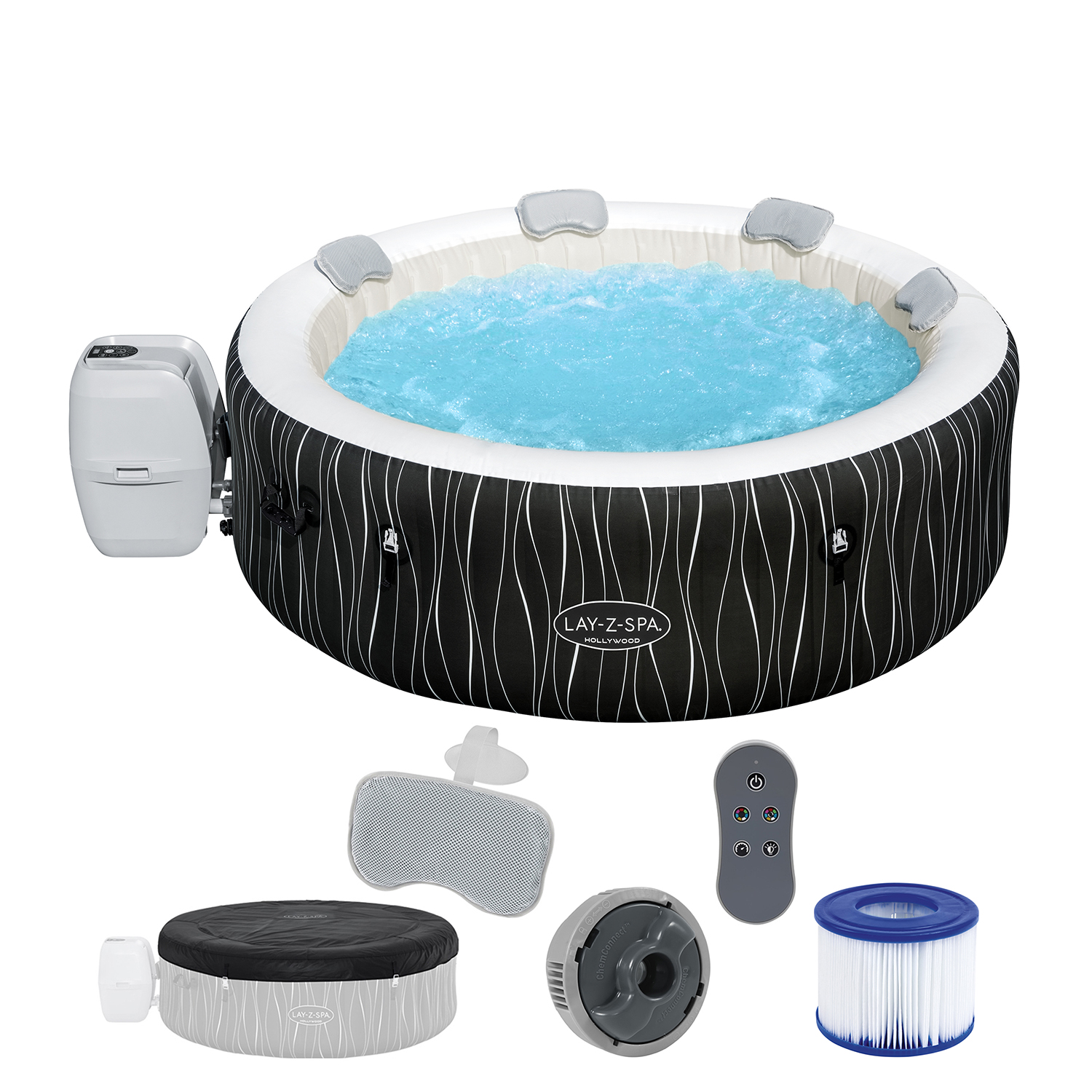 LAY-Z-SPA® LED-Whirlpool Hollywood AirJet™ Ø 196 x 66 cm, rund