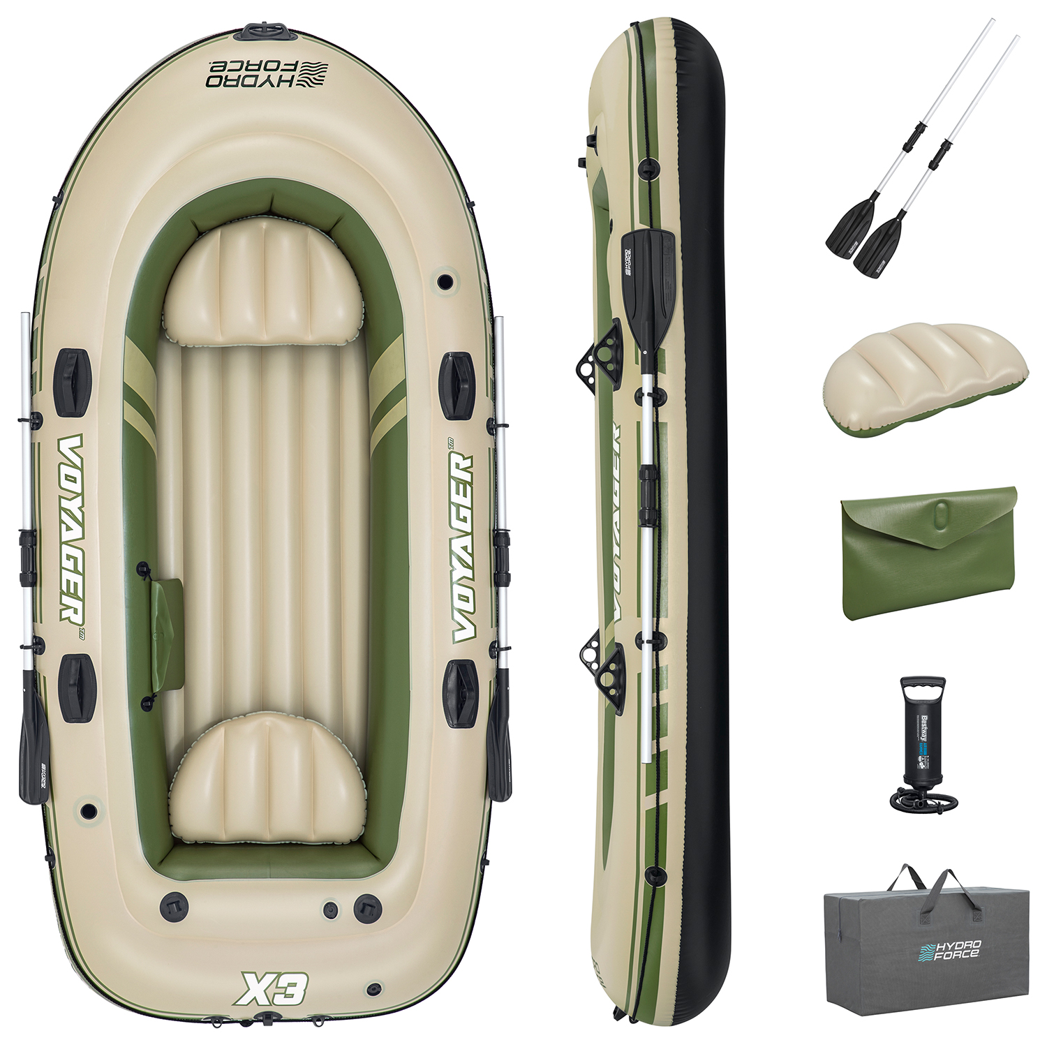 Hydro-Force™ Schlauchboot Komplett-Set Voyager™ X3 294 x 137 x 39 cm