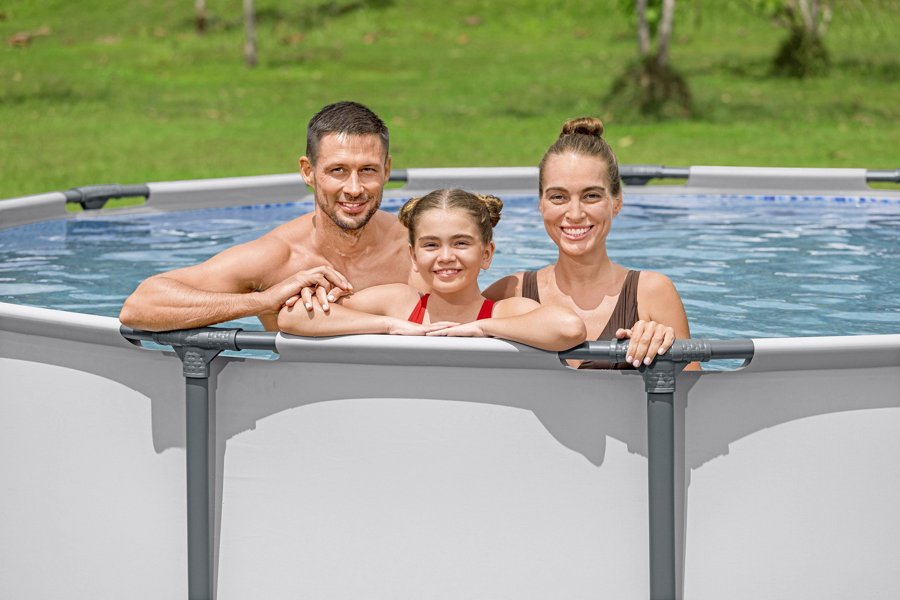 Steel Pro MAX™ Frame Pool  Komplett Set mit Filterpumpe Ø 396 x 122 cm, lichtgrau, rund