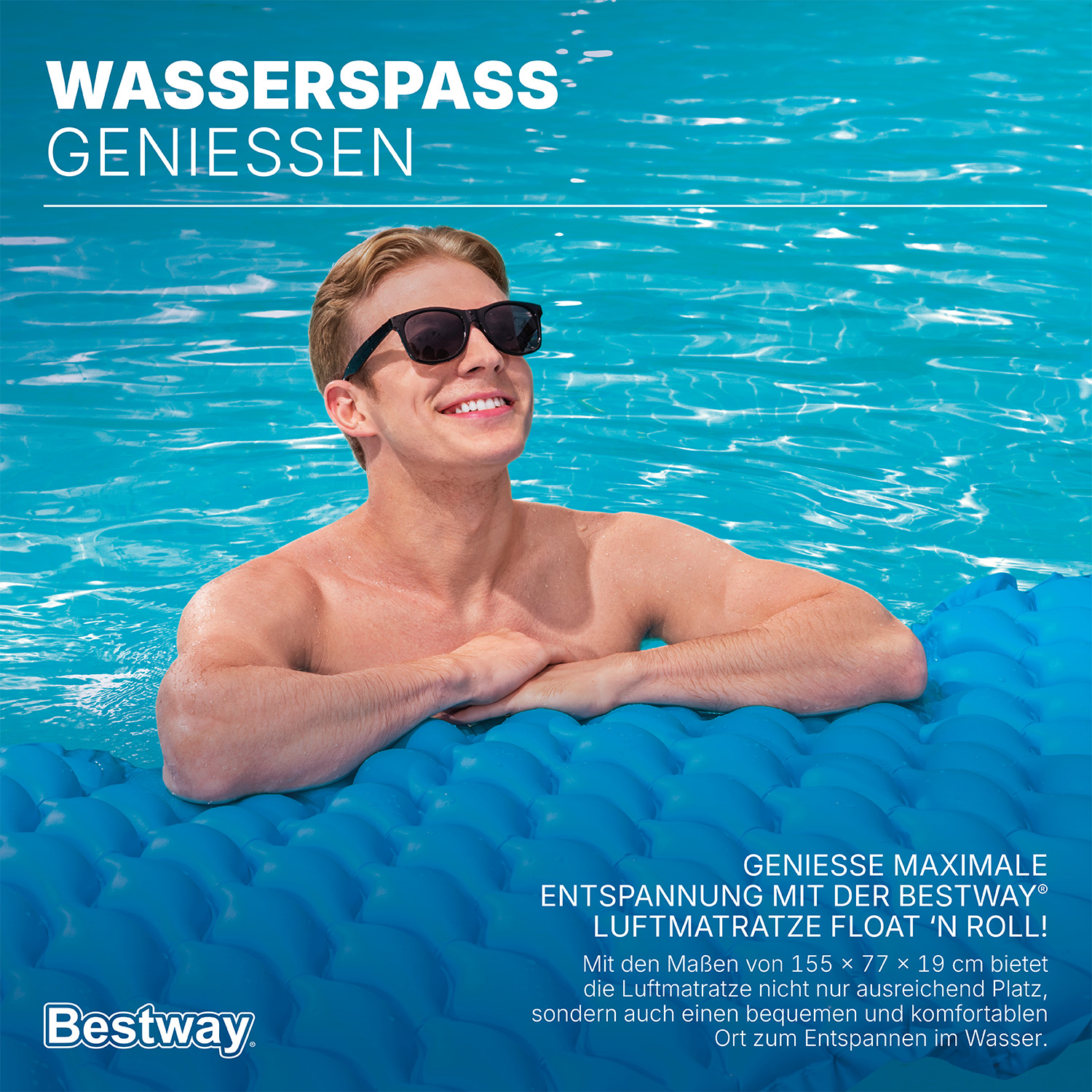 Luftmatratze Float 'n Roll 213 x 86 cm, Blau