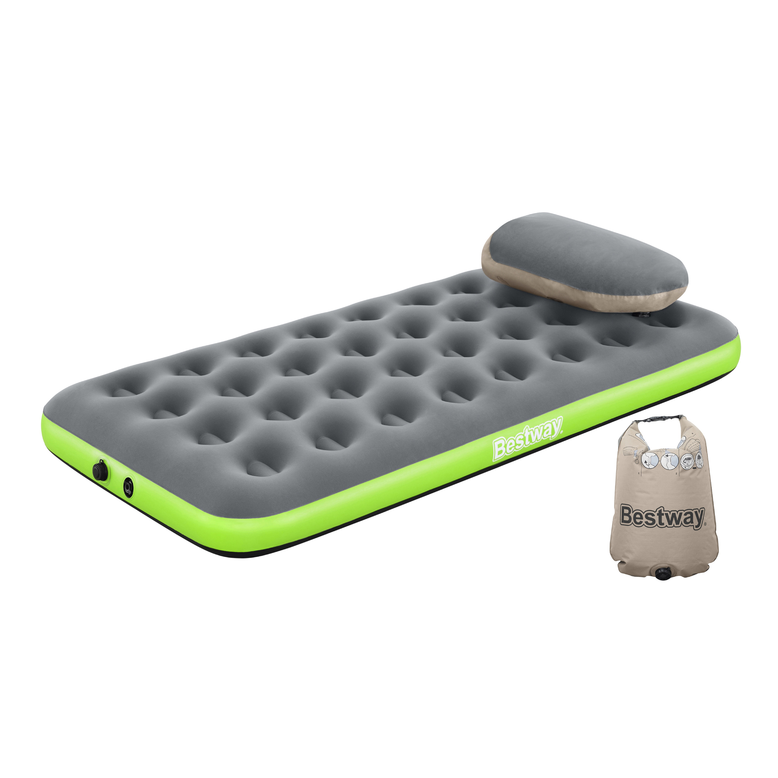 Single Luftbett Roll & Relax mit Kissenpumpe 188 x 99 x 22 cm