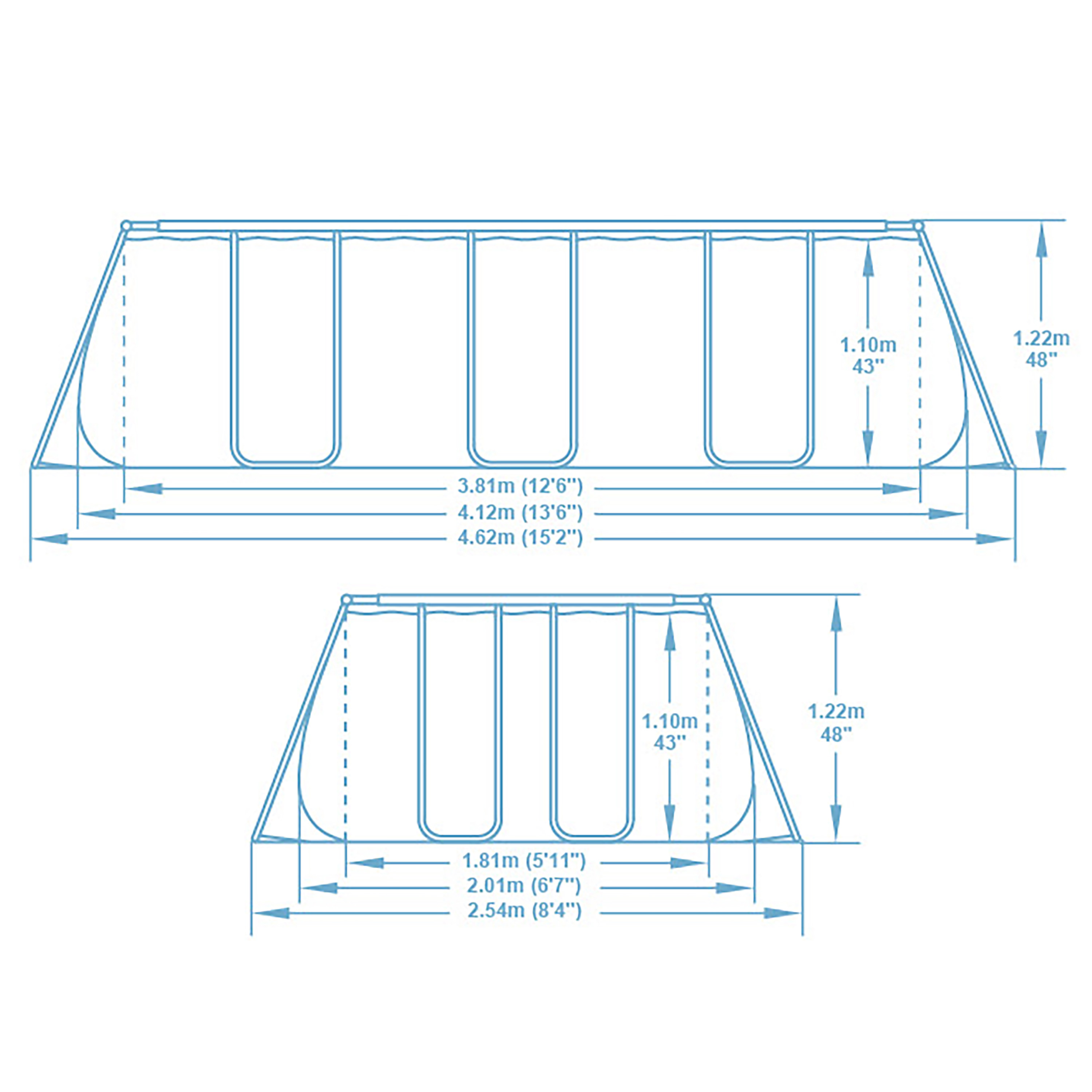 Steel Pro MAX™ Solo Pool ohne Zubehör 412 x 201 x 122 cm, grau, eckig