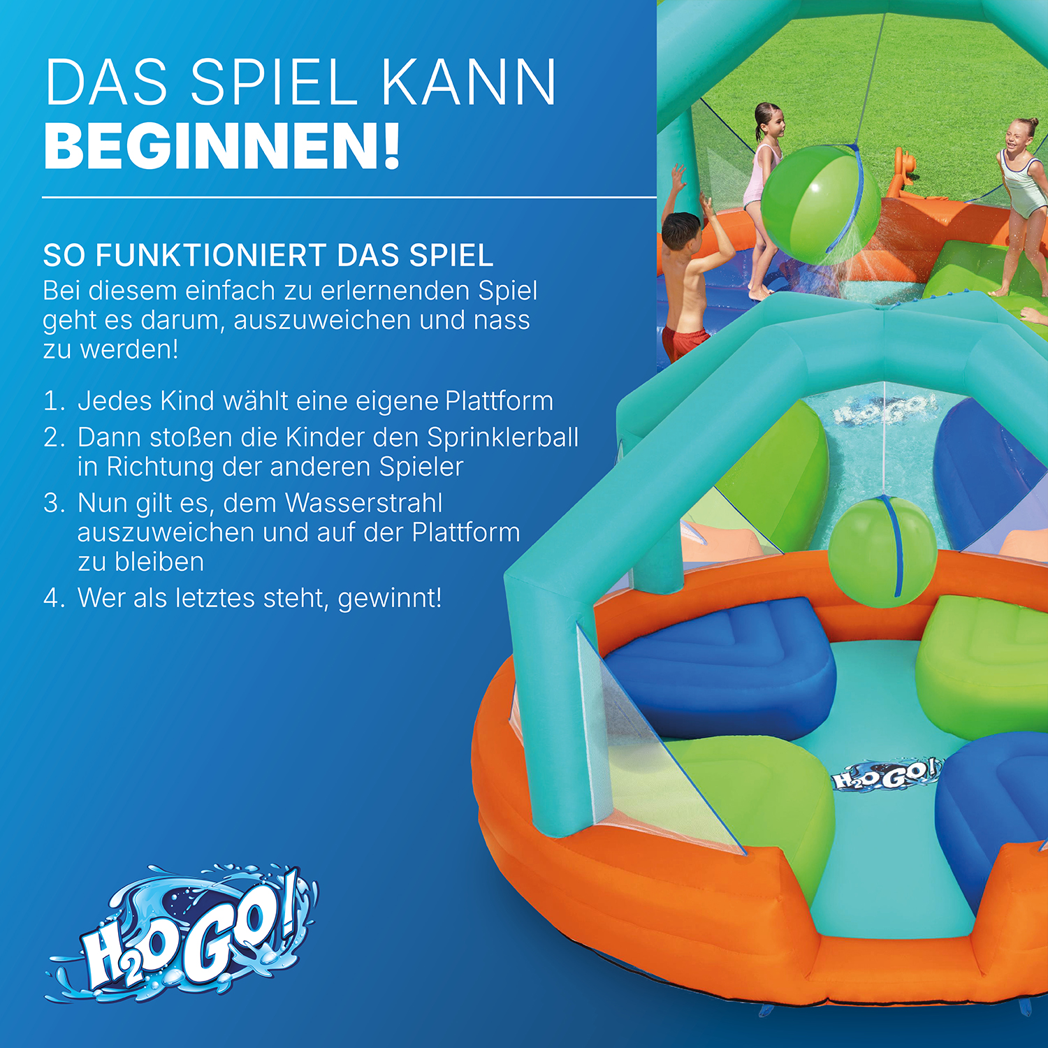 H2OGO! Wasserpark Dodge & Drench mit Dauergebläse 450 x 450 x 268 cm