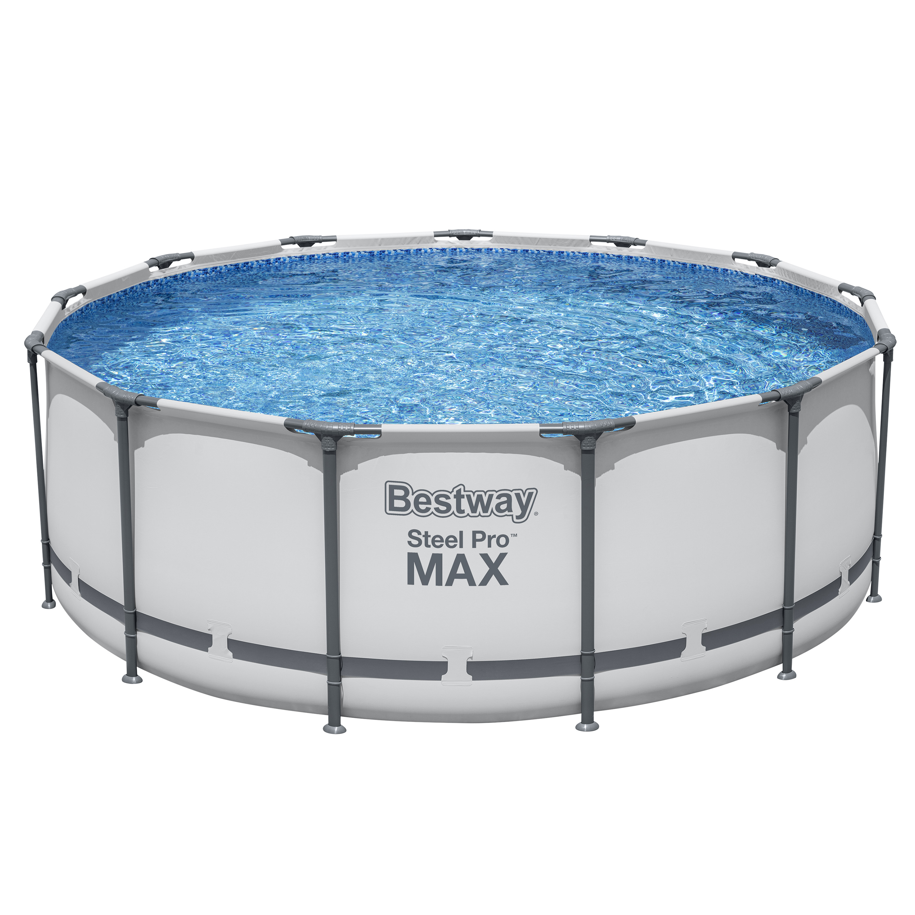 Steel Pro MAX™ Frame Pool Komplett-Set mit Filterpumpe Ø 396 x 122 cm, lichtgrau, rund