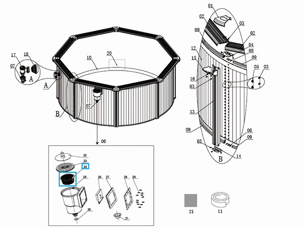 Bestway® Spare Part Skimmer debris basket for various Hydrium™ steel wall pools (until 2021)