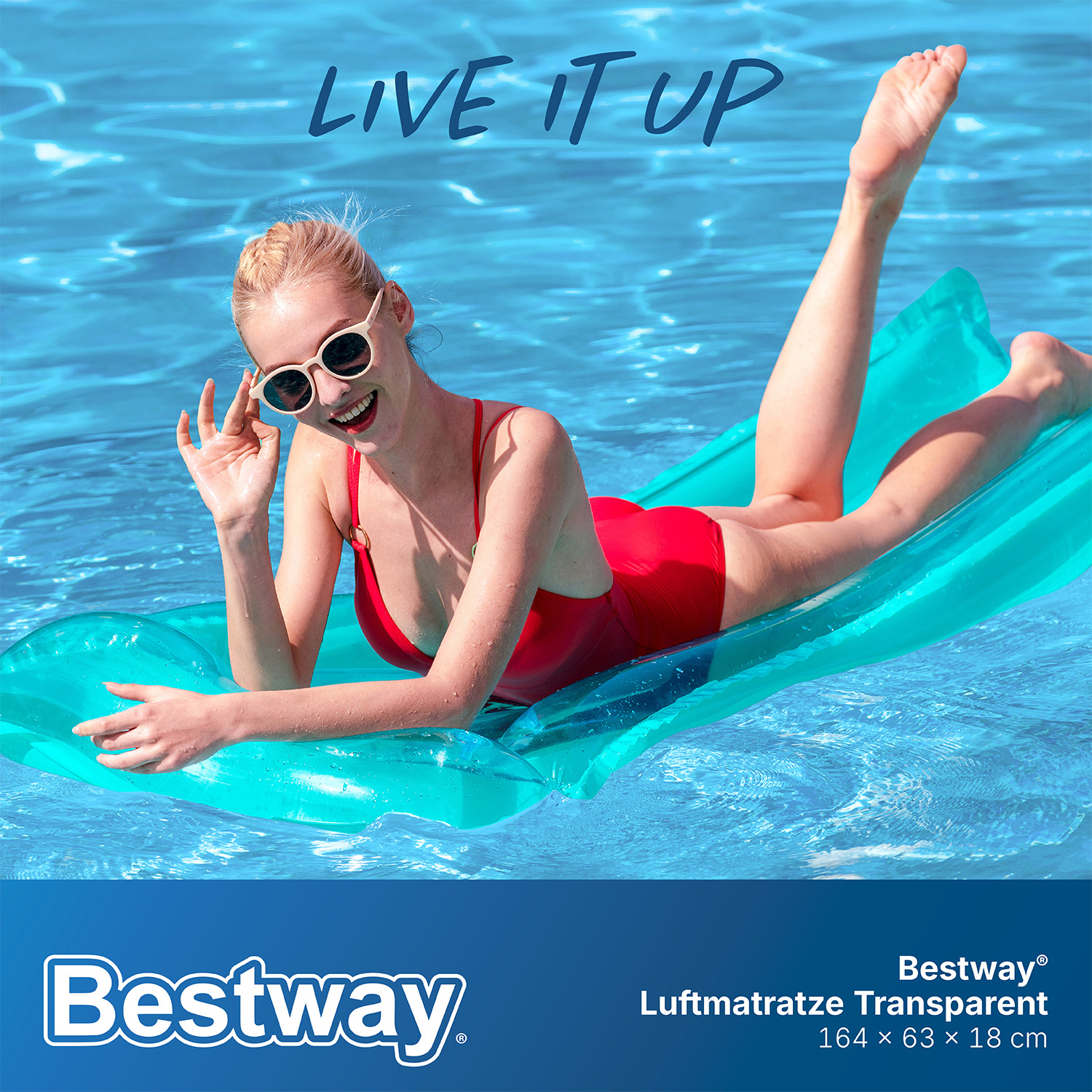 Luftmatratze Transparent 183 x 76 cm, Türkis