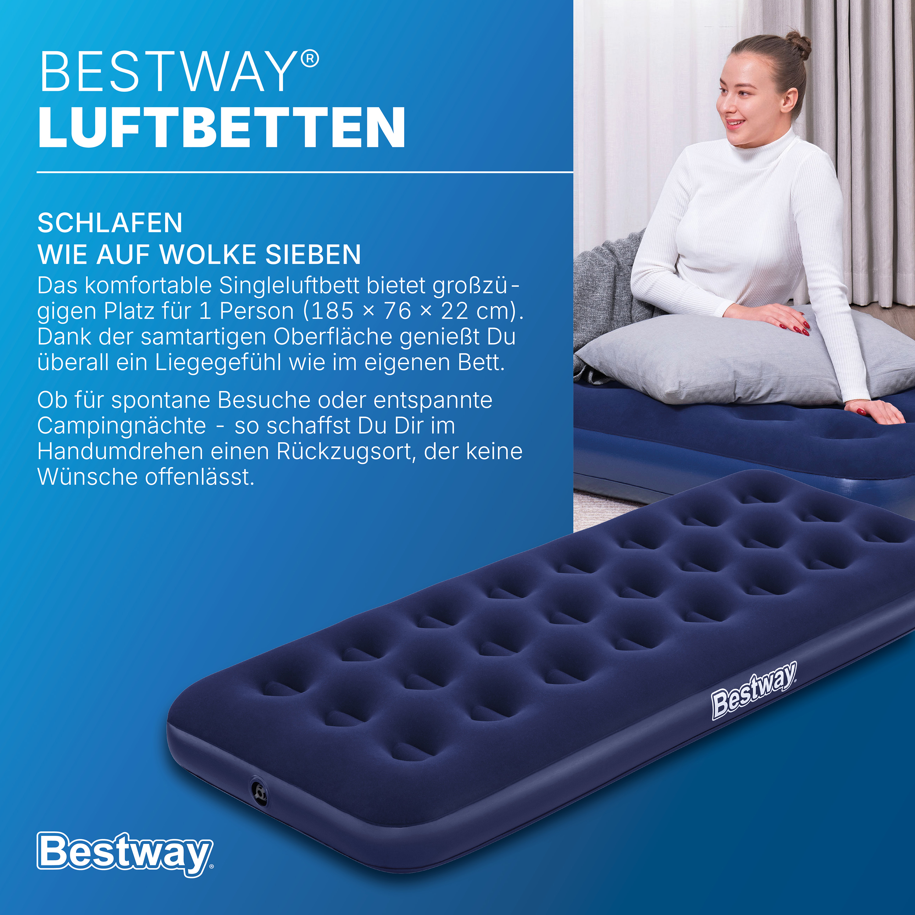 Single Luftbett 185 x 76 x 22 cm