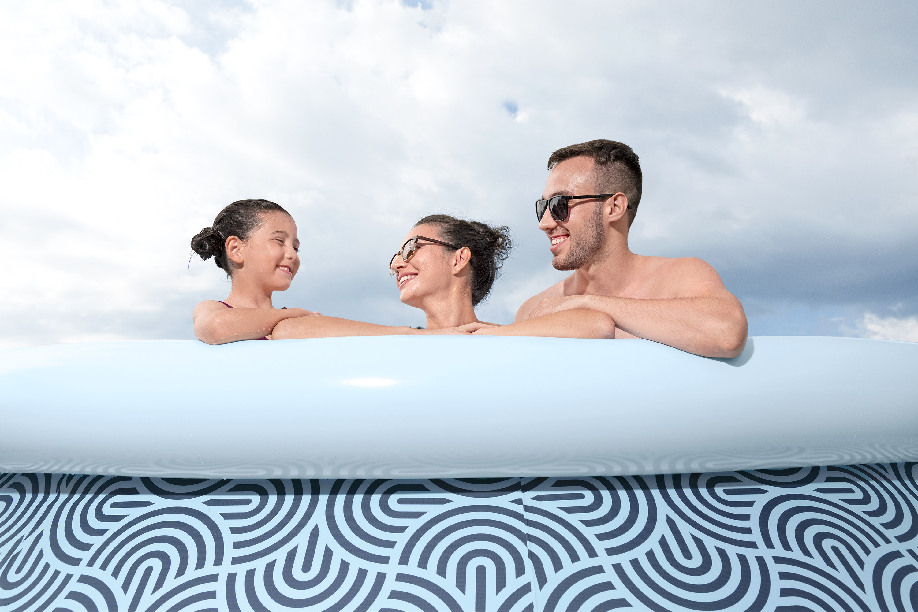 Fast Set™ Aufstellpool Set mit Filterpumpe Ø 457 x 84 cm, Grafisches Liniendesign, rund