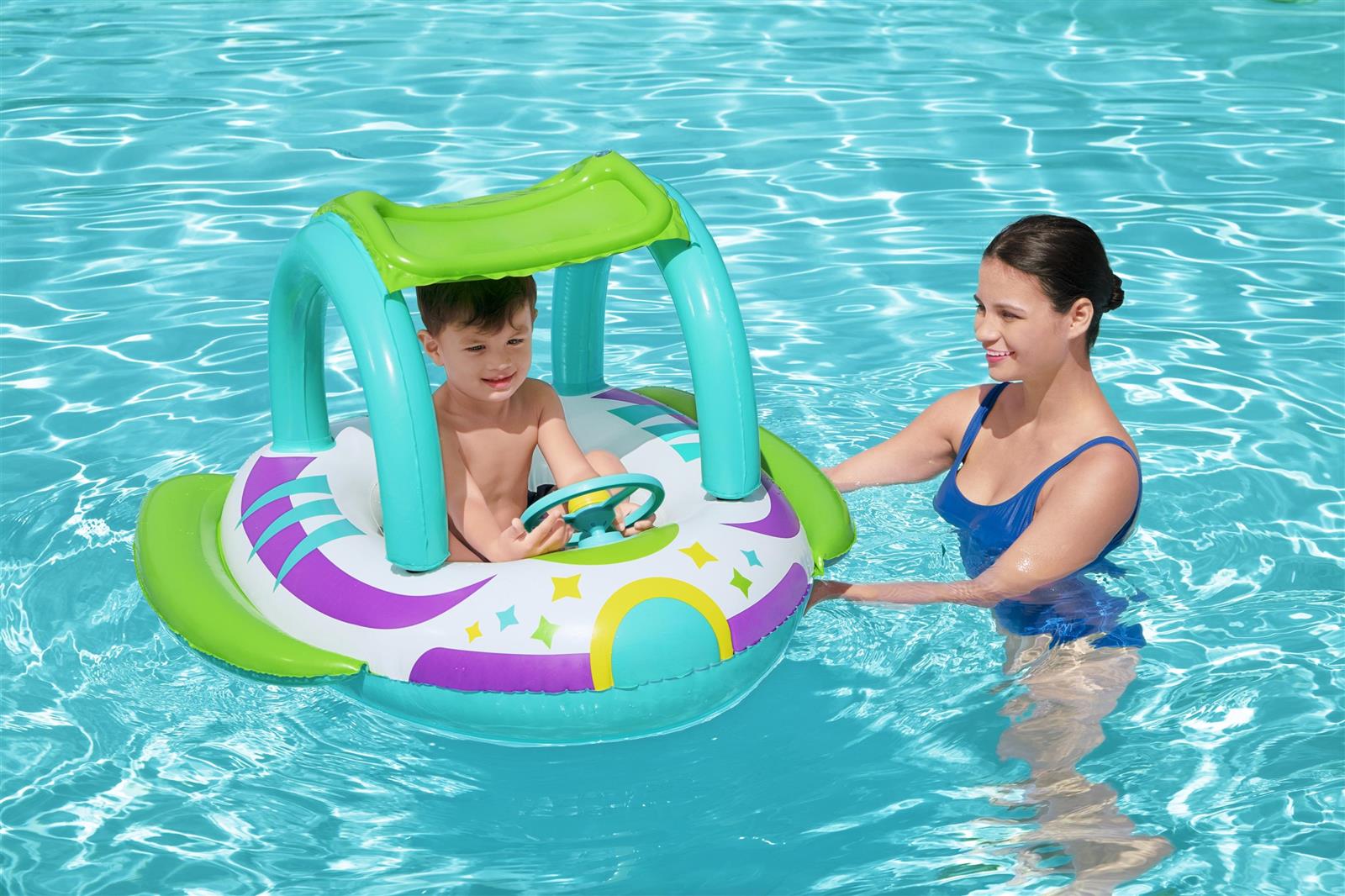Space Splash™ Kinder-Schlauchboot Raumschiff mit Sonnenschutzdach 107 x 112 cm
