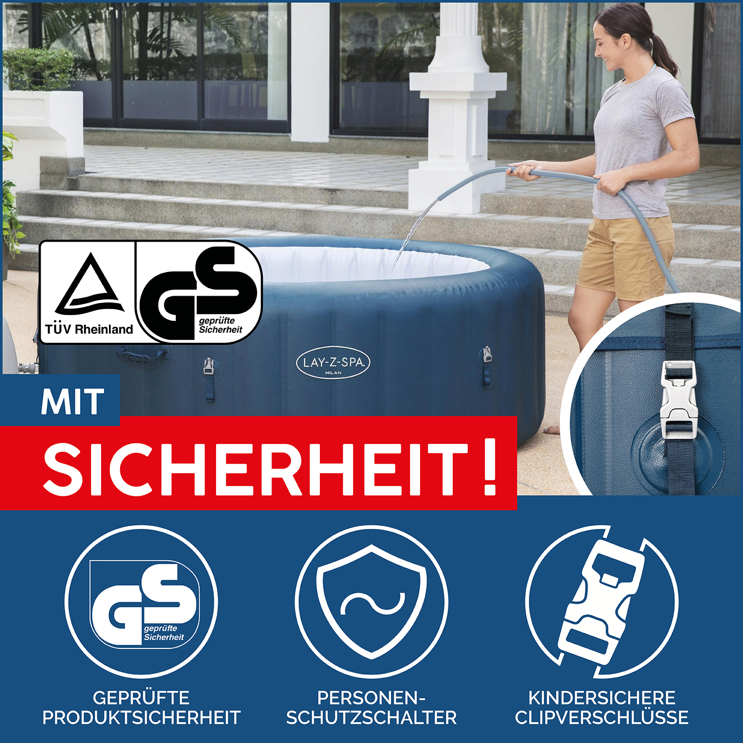 LAY-Z-SPA® WLAN-Whirlpool Milan AirJet Plus™ Ø 196 x 71 cm, rund
