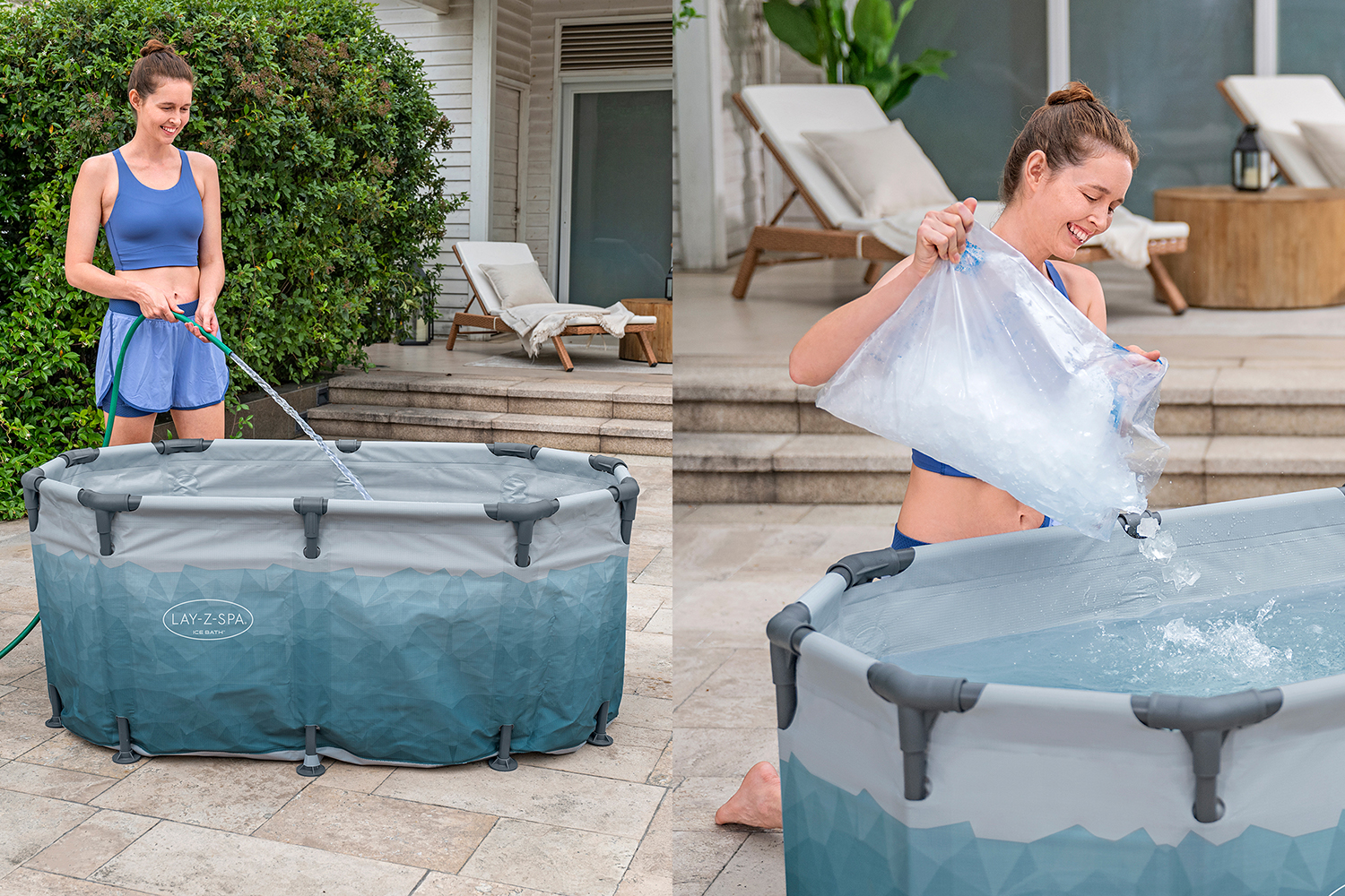 LAY-Z-SPA® Eisbad Glacial Dip™ mit Filterpumpe 150 x 90 x 65 cm, oval
