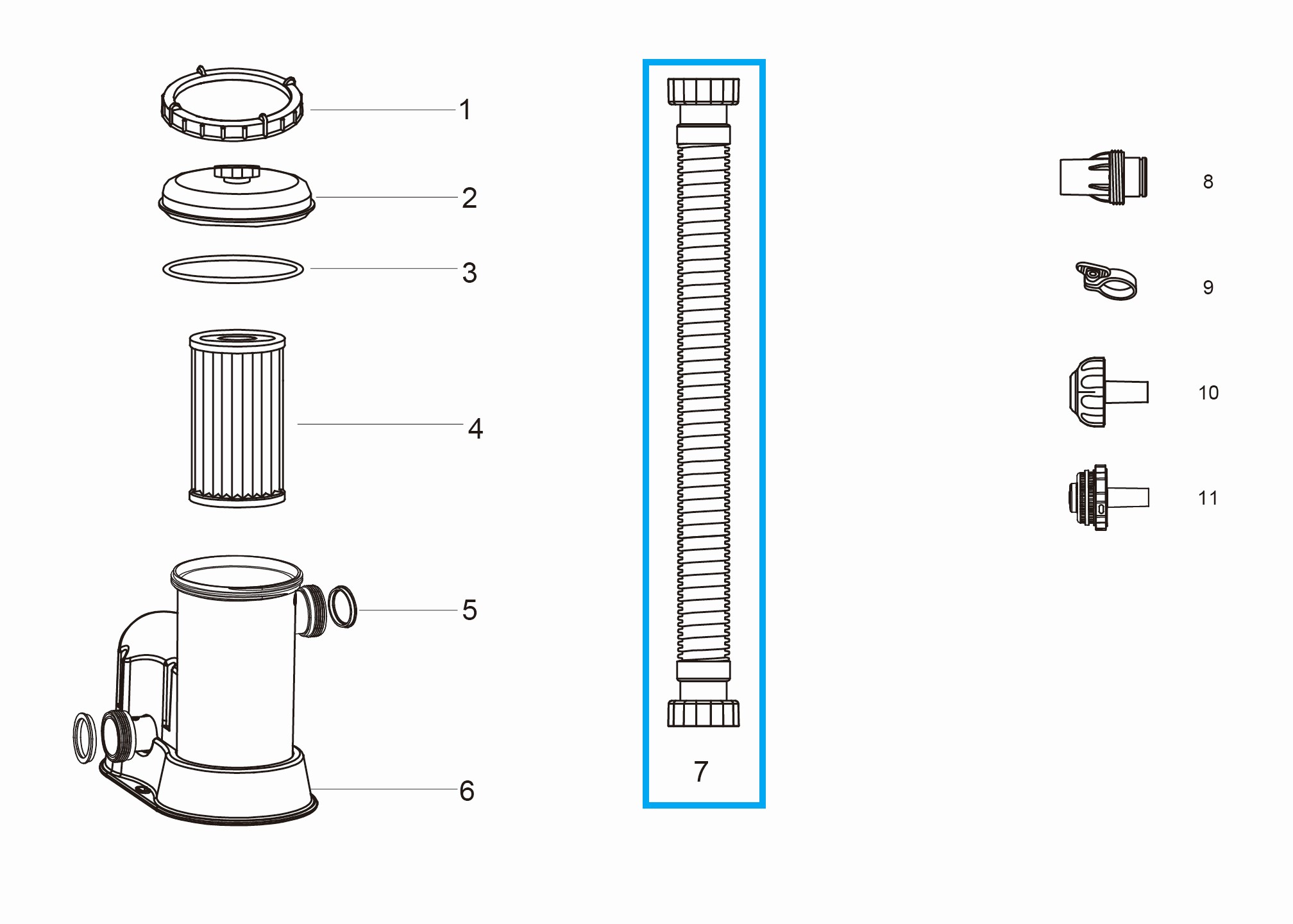 Bestway® Spare Part Hose with nuts (blue / Ø 38 mm / 300 cm) for Flowclear™ filter units