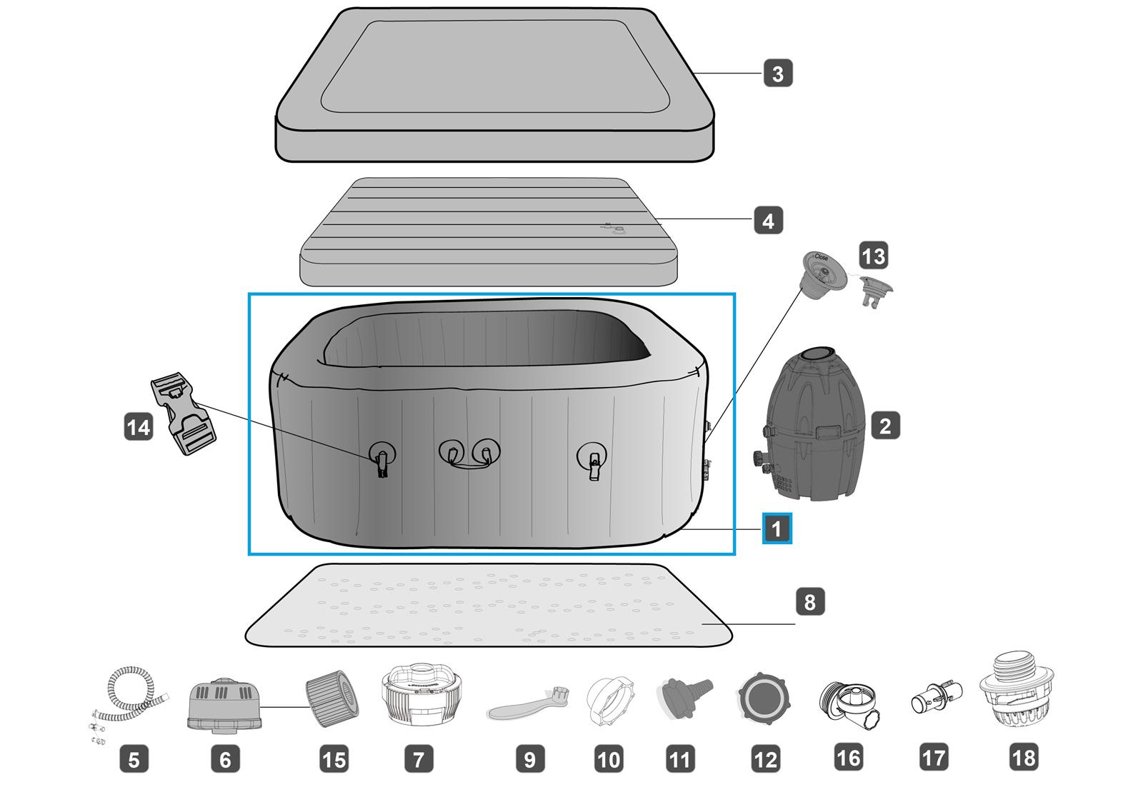 Bestway® Spare Part Lay-Z-Spa 71" x 71" x 28"/1.80m x 1.80m x 71cm Hawaii AirJet Liner 