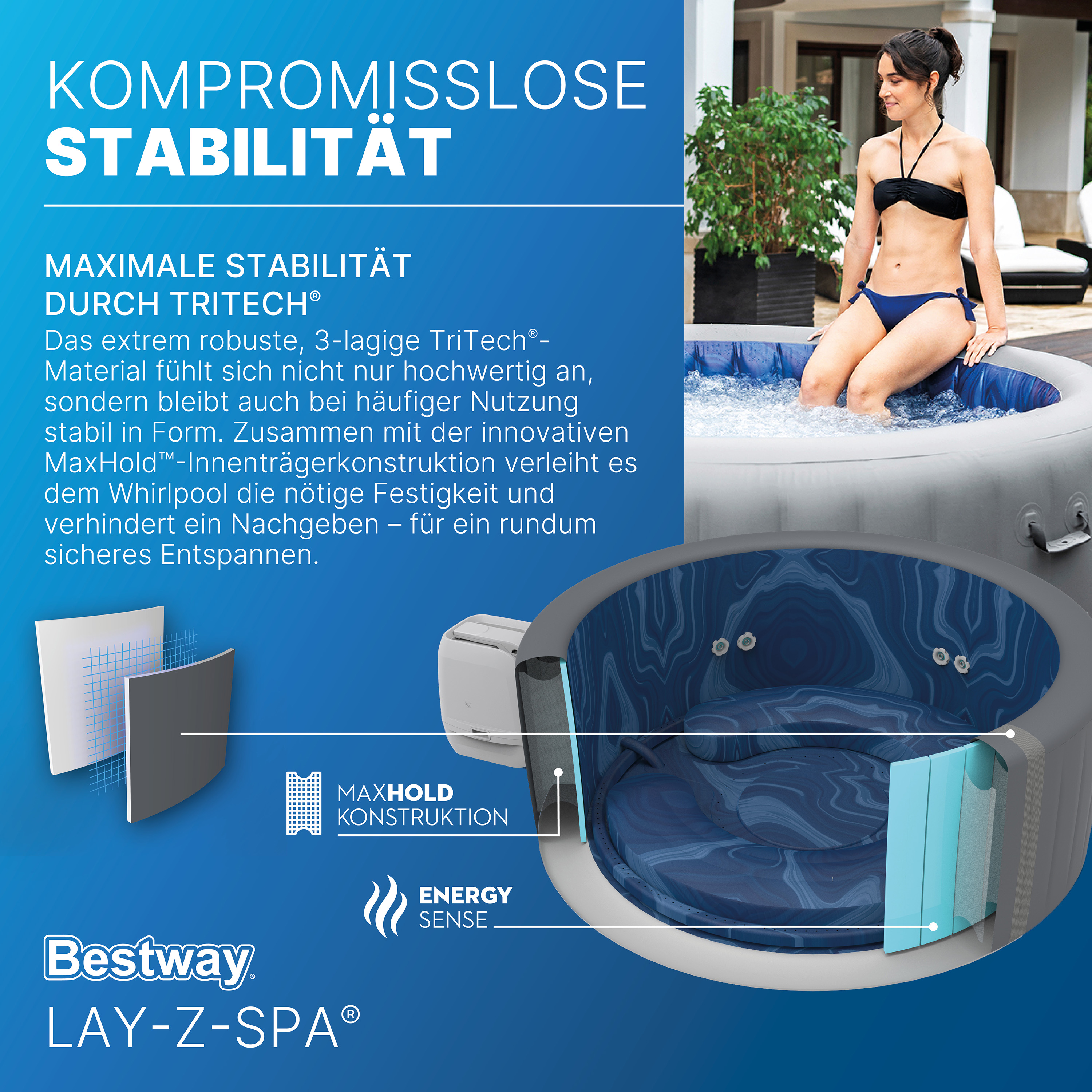 LAY-Z-SPA® Energiespar Whirlpool Santorini HydroJet Pro™ mit App-Steuerung, für 7 Personen Ø 216 x 80 cm, Graphit
