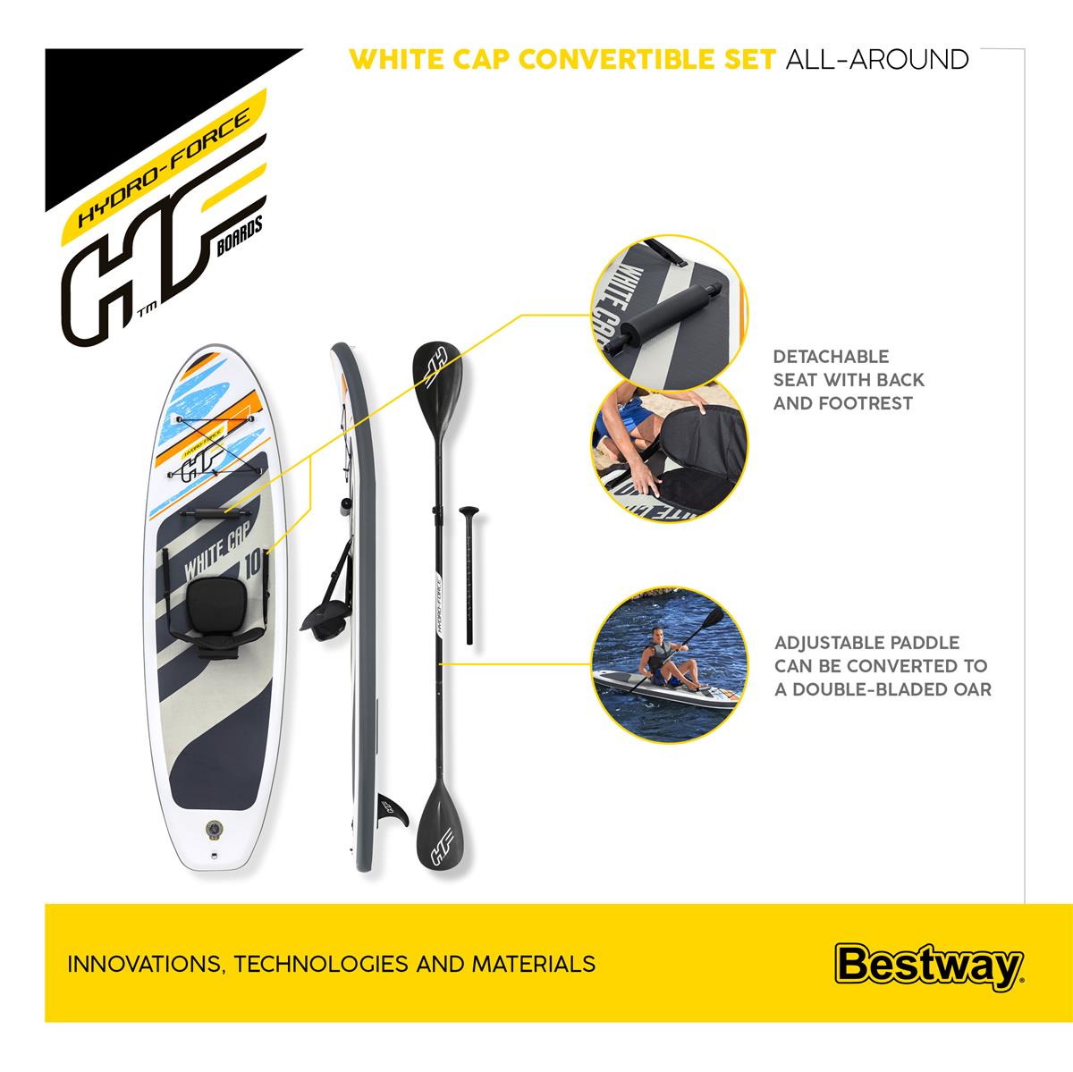 Hydro-Force™ SUP Allround Board-Set White Cap mit Sitz 305 x 84 x 12 cm