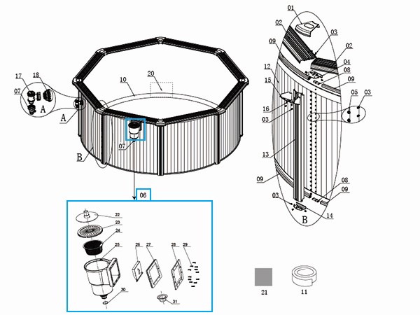 Bestway® Spare Part Skimmer (white) for various Hydrium™ steel wall pools (until 2021)